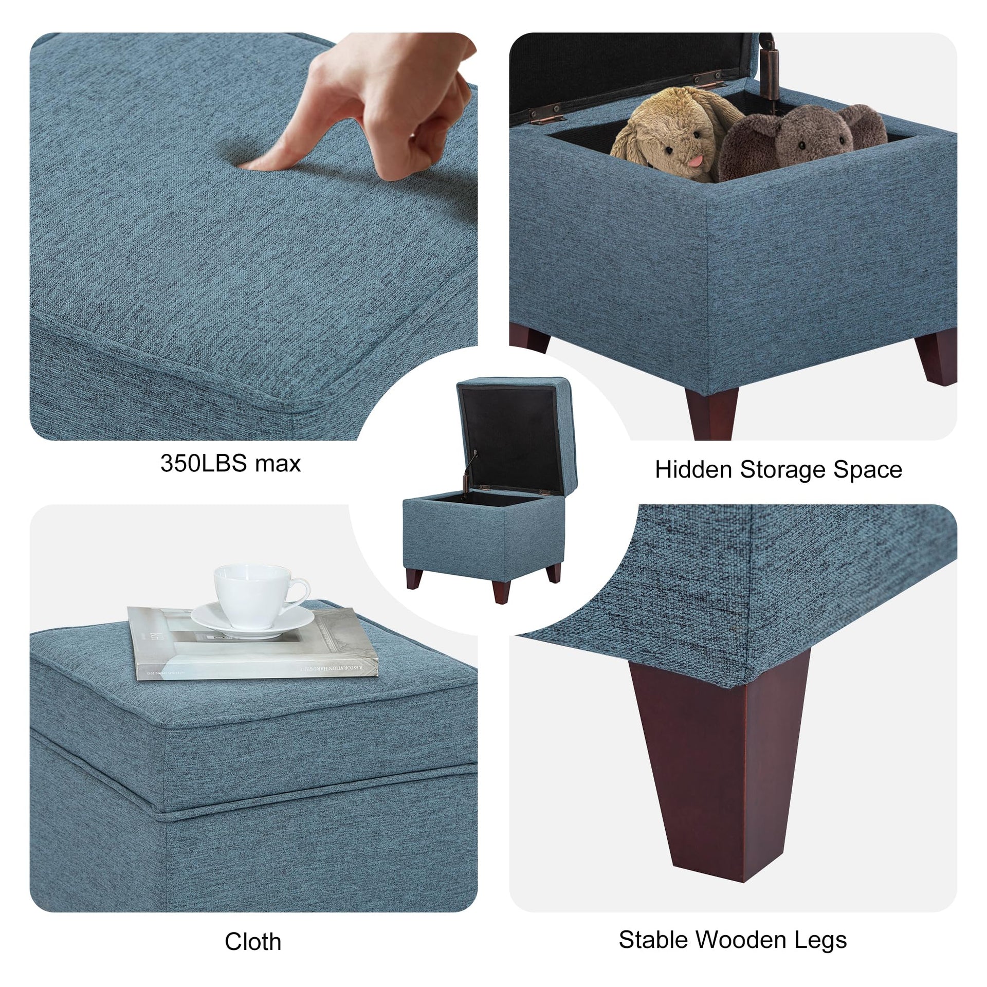 17" Square Ottoman with Storage
