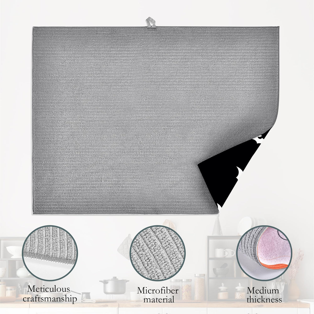 Halloween Black White Dish Drying Mats 18x24 Inch