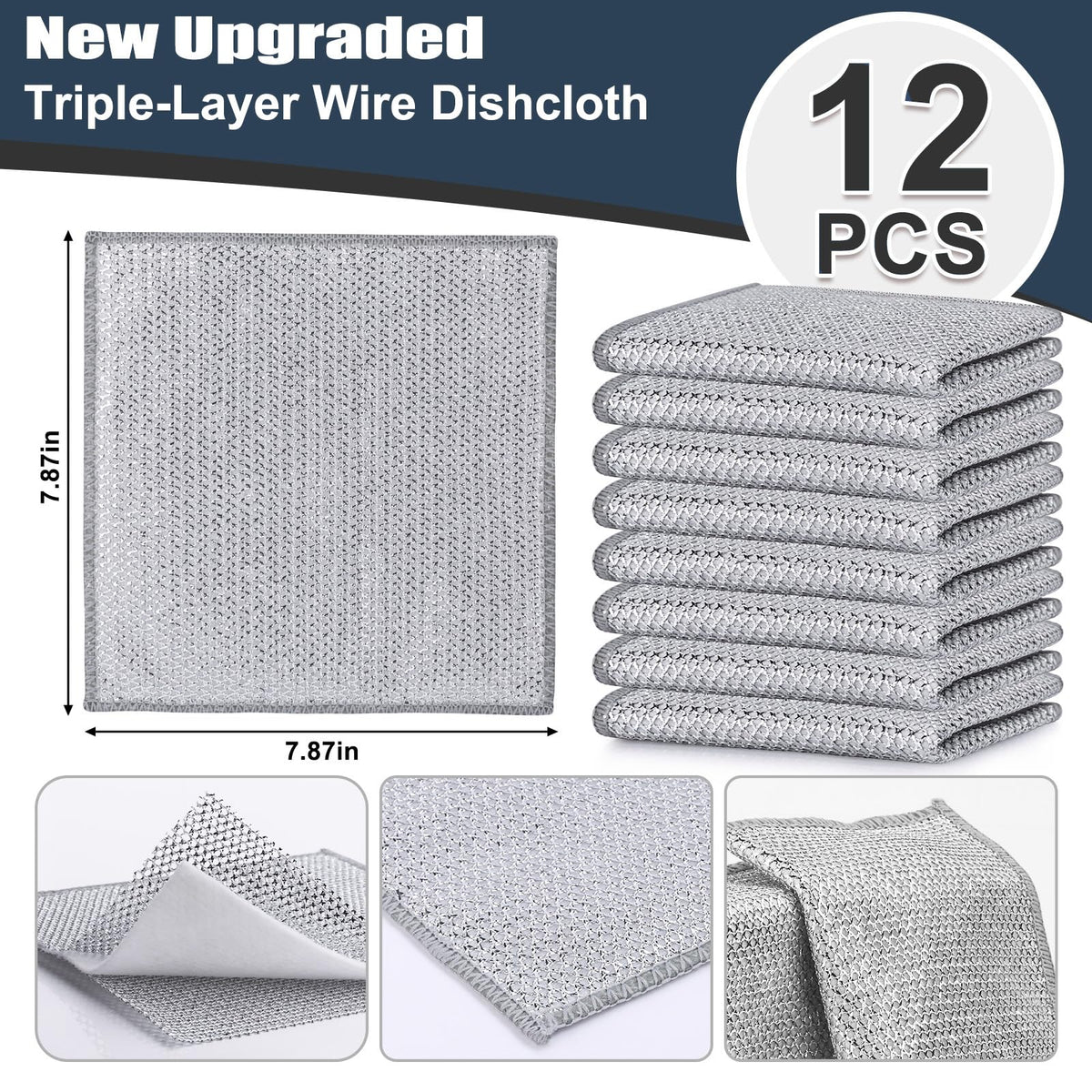 12 Pcs New Upgrade Steel Wire Dishcloth (12 Count)