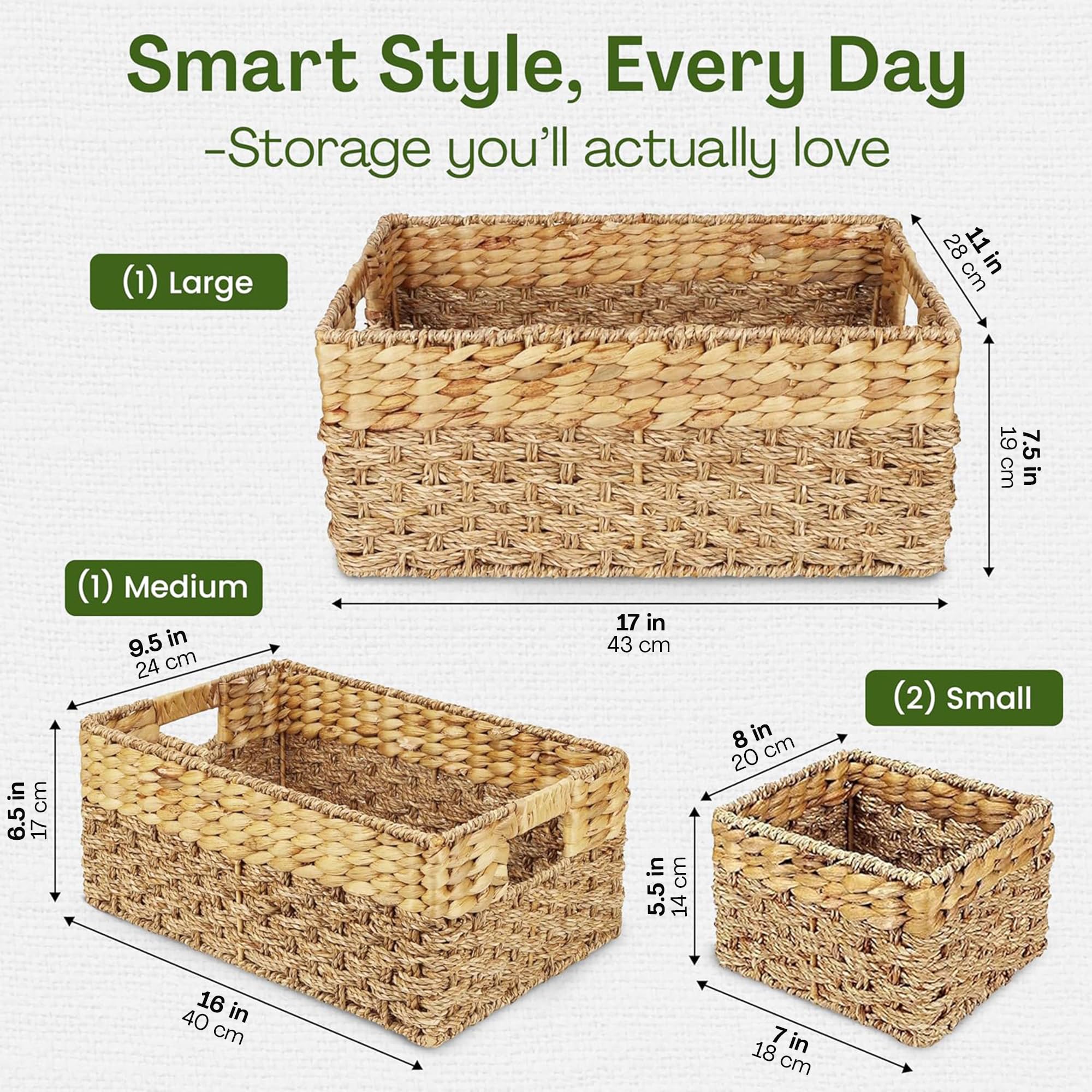 Wicker Storage Basket for Shelves (4 Count)