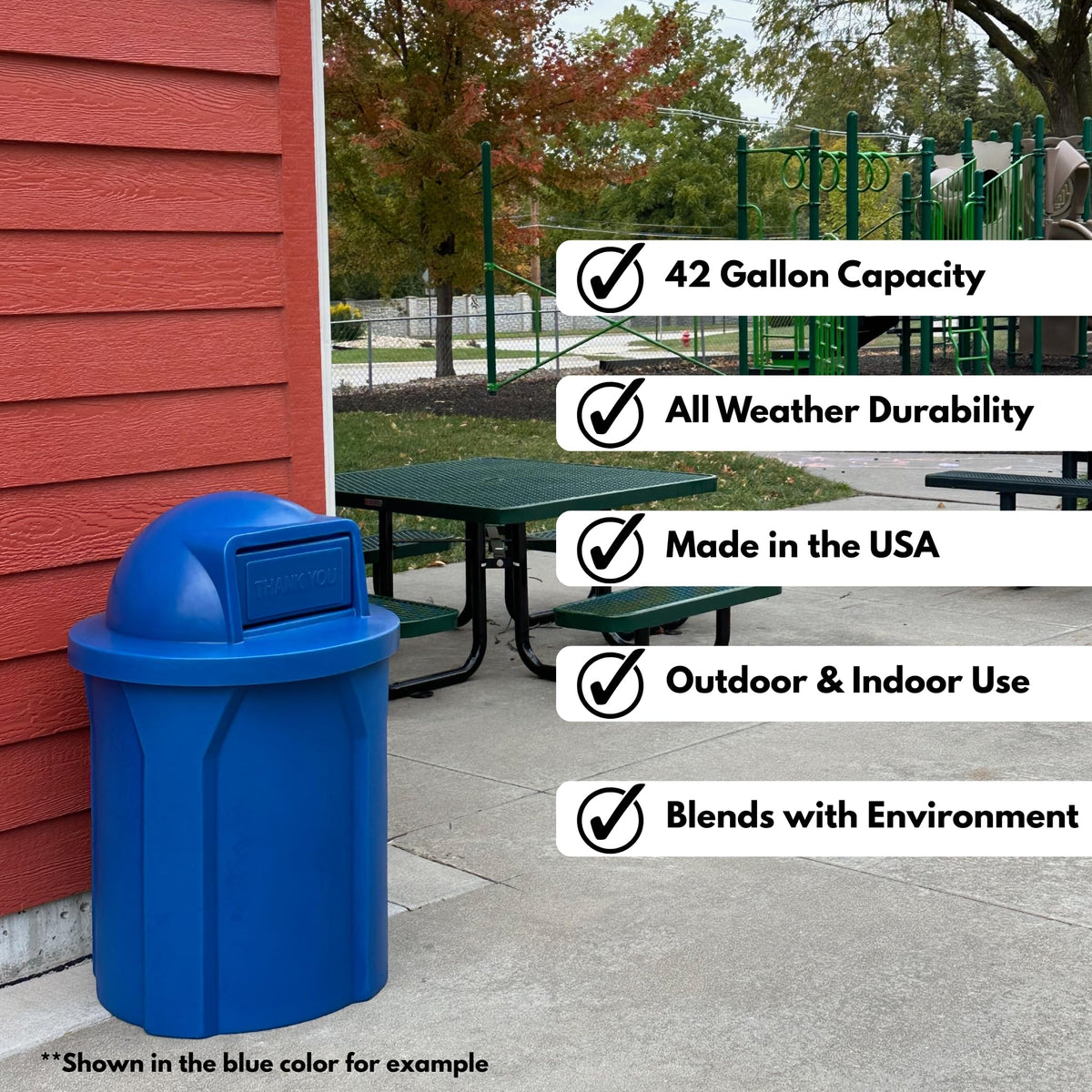 Campus Collection 42 Gallon Plastic Commercial Garbage Can with Push Lid