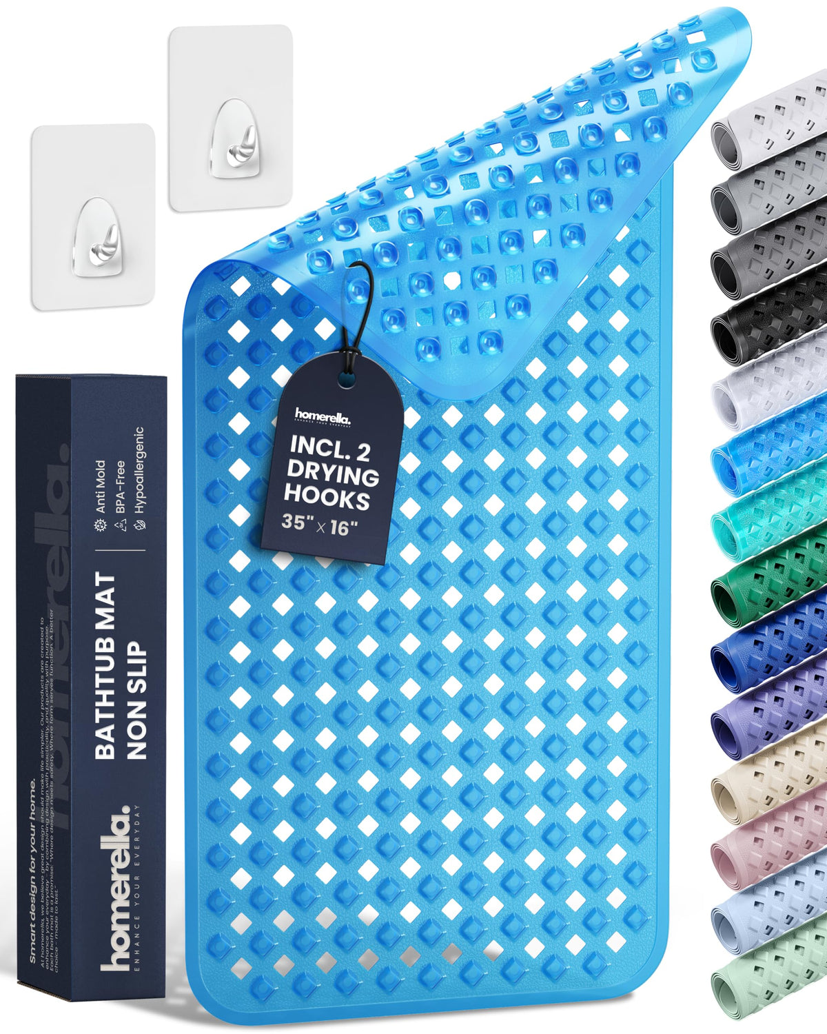 Bathtub Mat Non Slip 35x16 Shower Mat Non Slip Anti Mold BPA Free