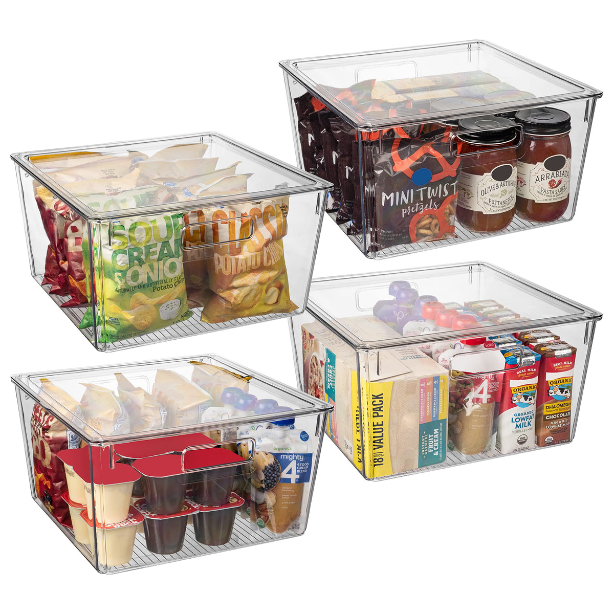 Plastic Storage Bins with Lids (4 Count)