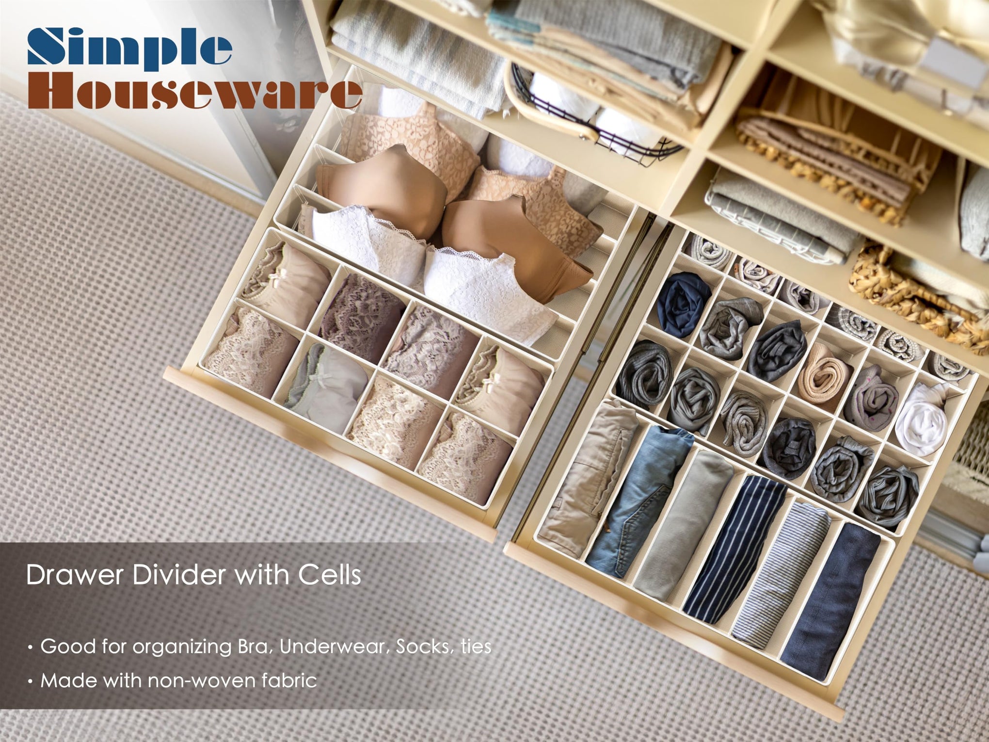 4 Pack Drawer Organizer Set for Underwear (4 Count)