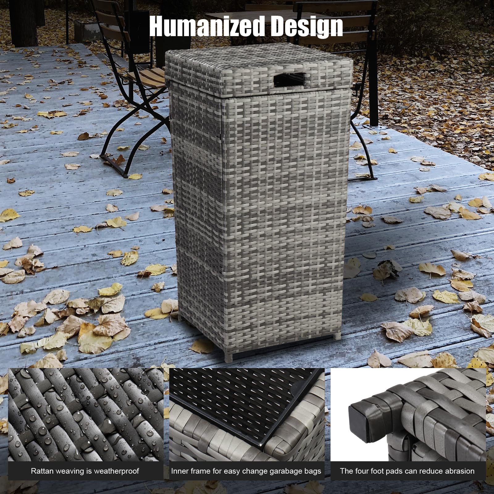 Wicker Patio Trash Can