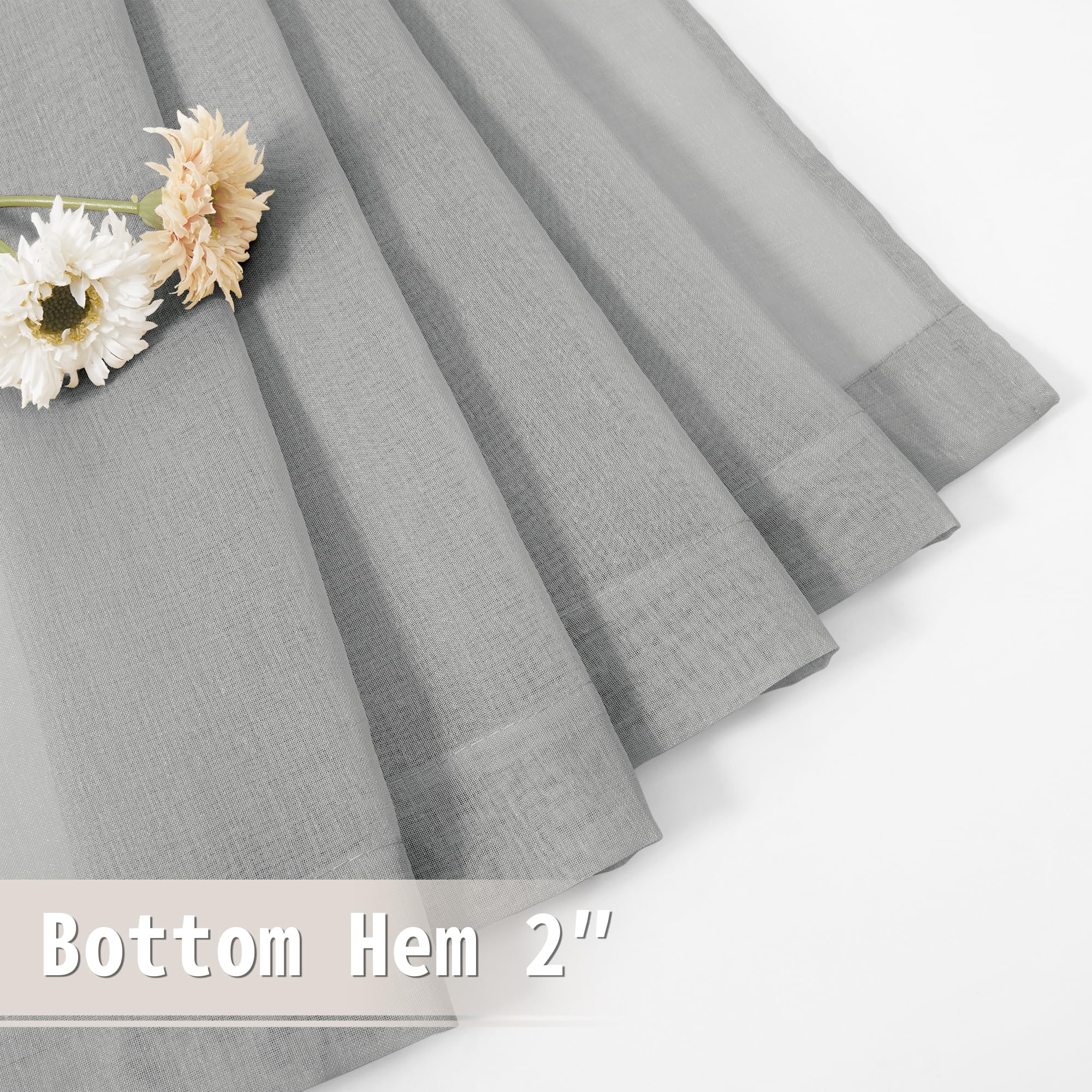 Sheer Door Curtain Closet Linen Textured Curtains Sheer Doorway Light Filtering Voile Patio Glass Doors Rod Pocket Curtain French Door