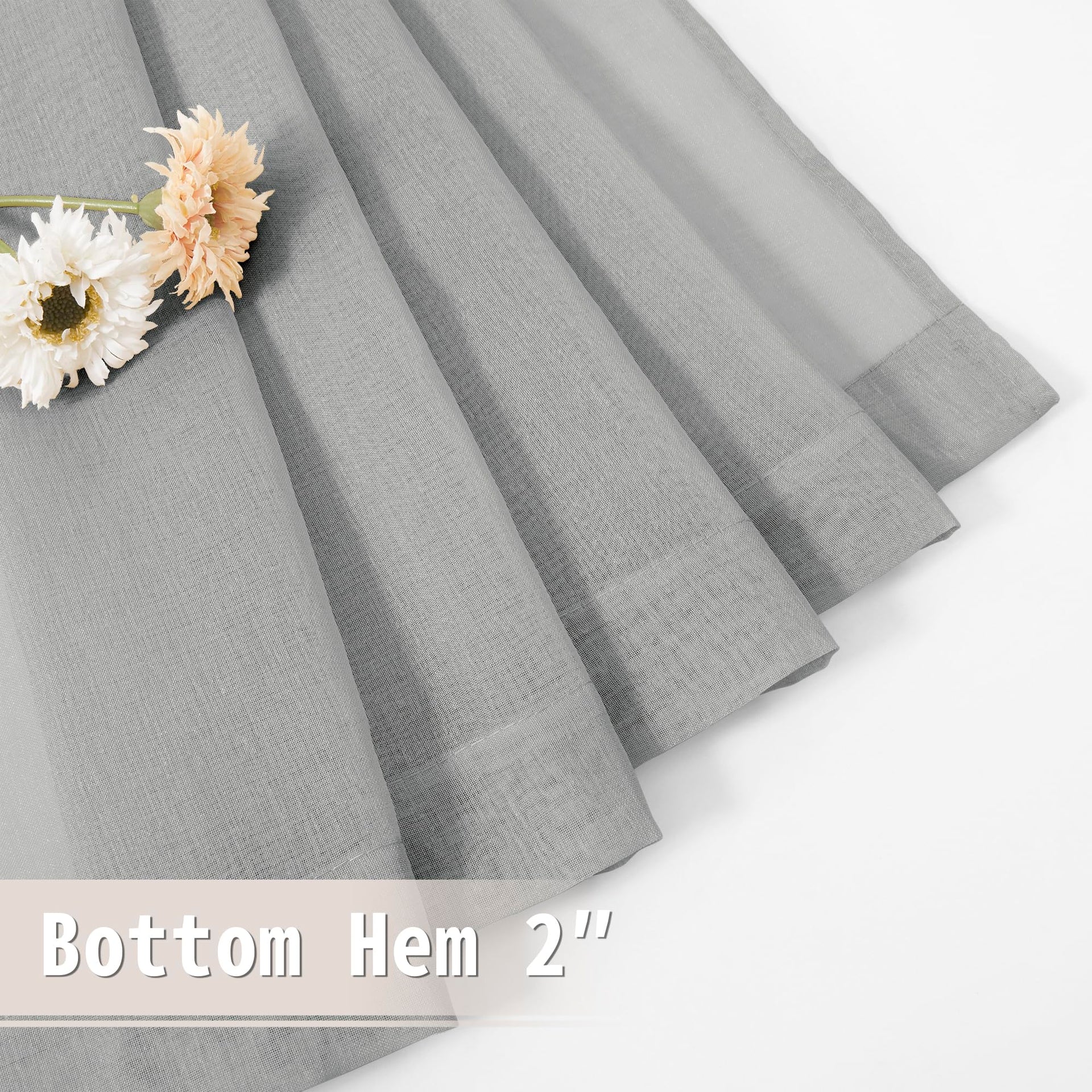 Sheer Door Curtains Closet Linen Textured Curtain Sheers Doorway Light Filtering Voile French Doors Rod Pocket Curtains Patio Glass Door