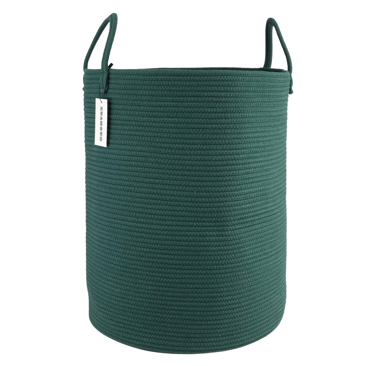Cotton Rope Laundry Basket Hamper for Clothes Large Dark Green