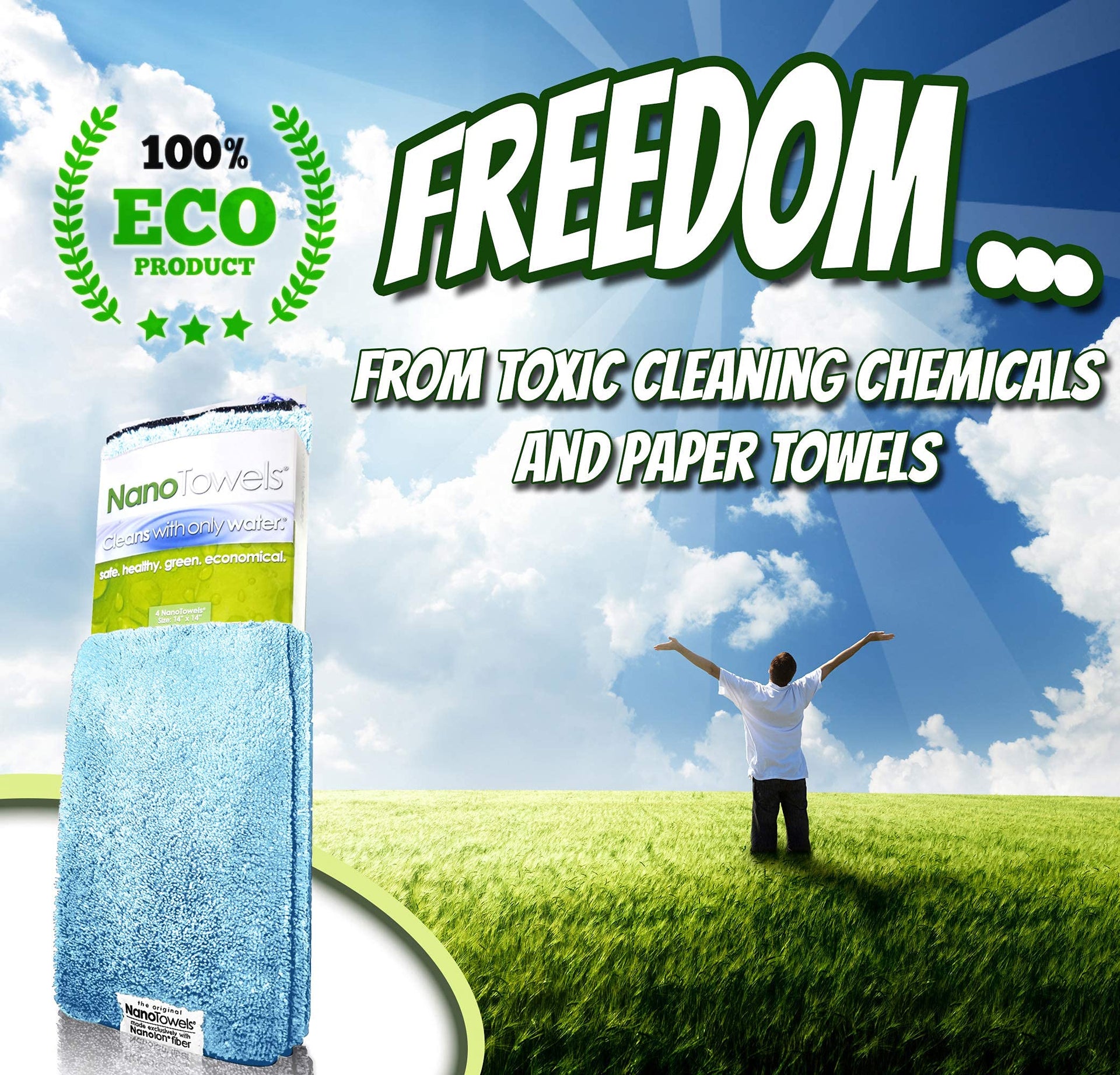 The Amazing Eco Cloth that Cleans Virtually Any Surface with Only Water. No More Paper Towels Or Toxic Chemicals. 4 (4 Count)