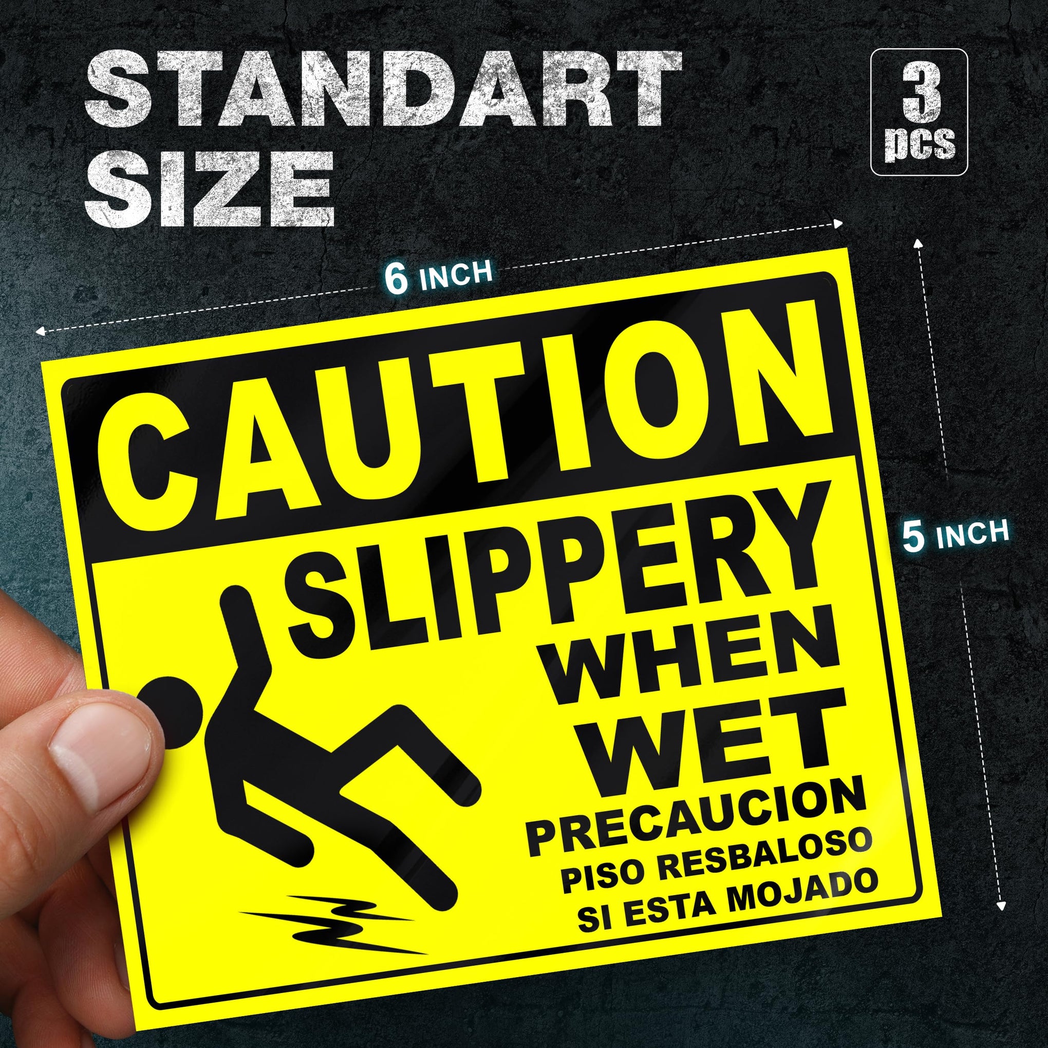Caution Slippery When Wet Stickers (3 Count)