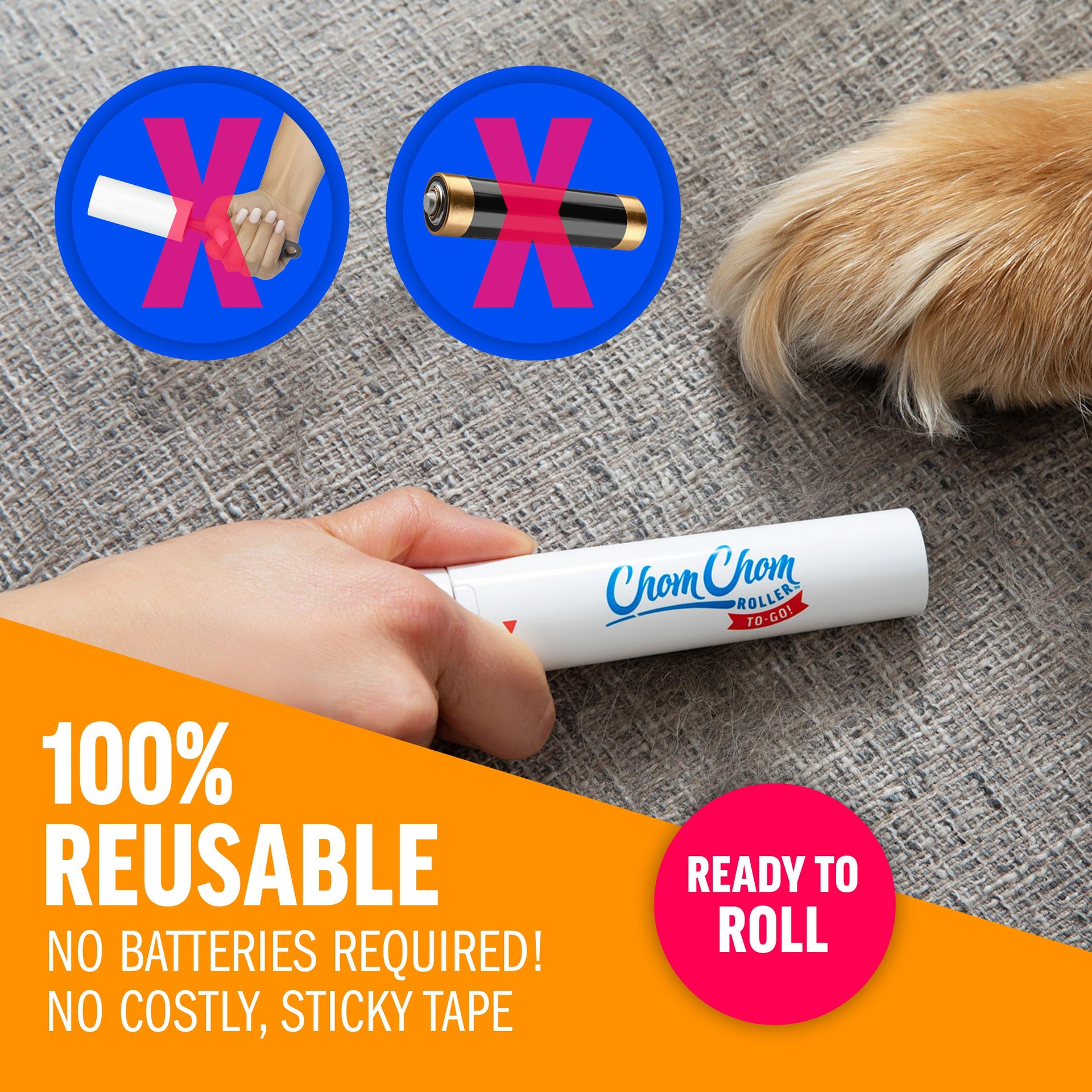 Reusable Lint Roller Pet Hair Removal Tool for Clothes
