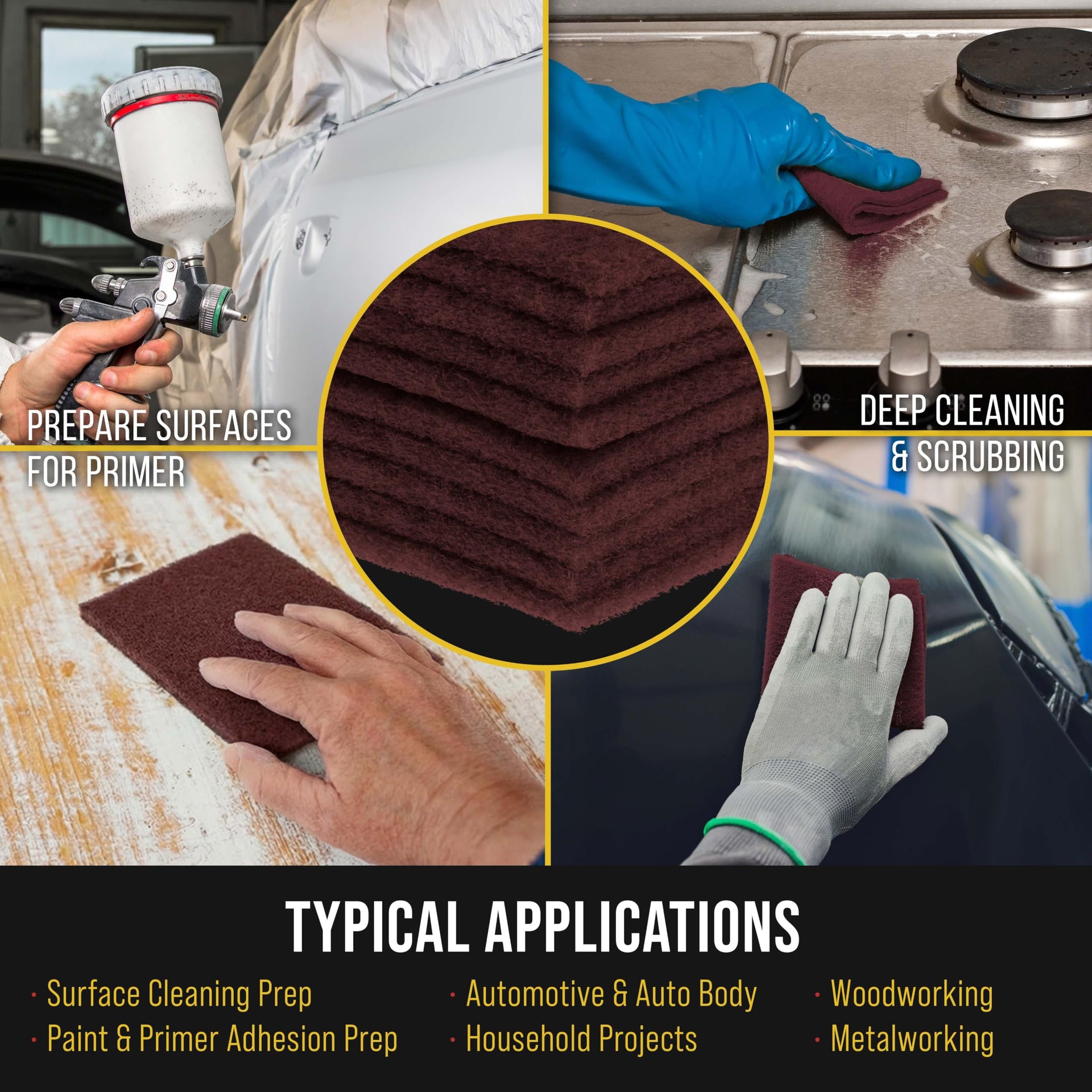 Premium 6" x 9" Maroon General Purpose Scuff Pads (10 Count)