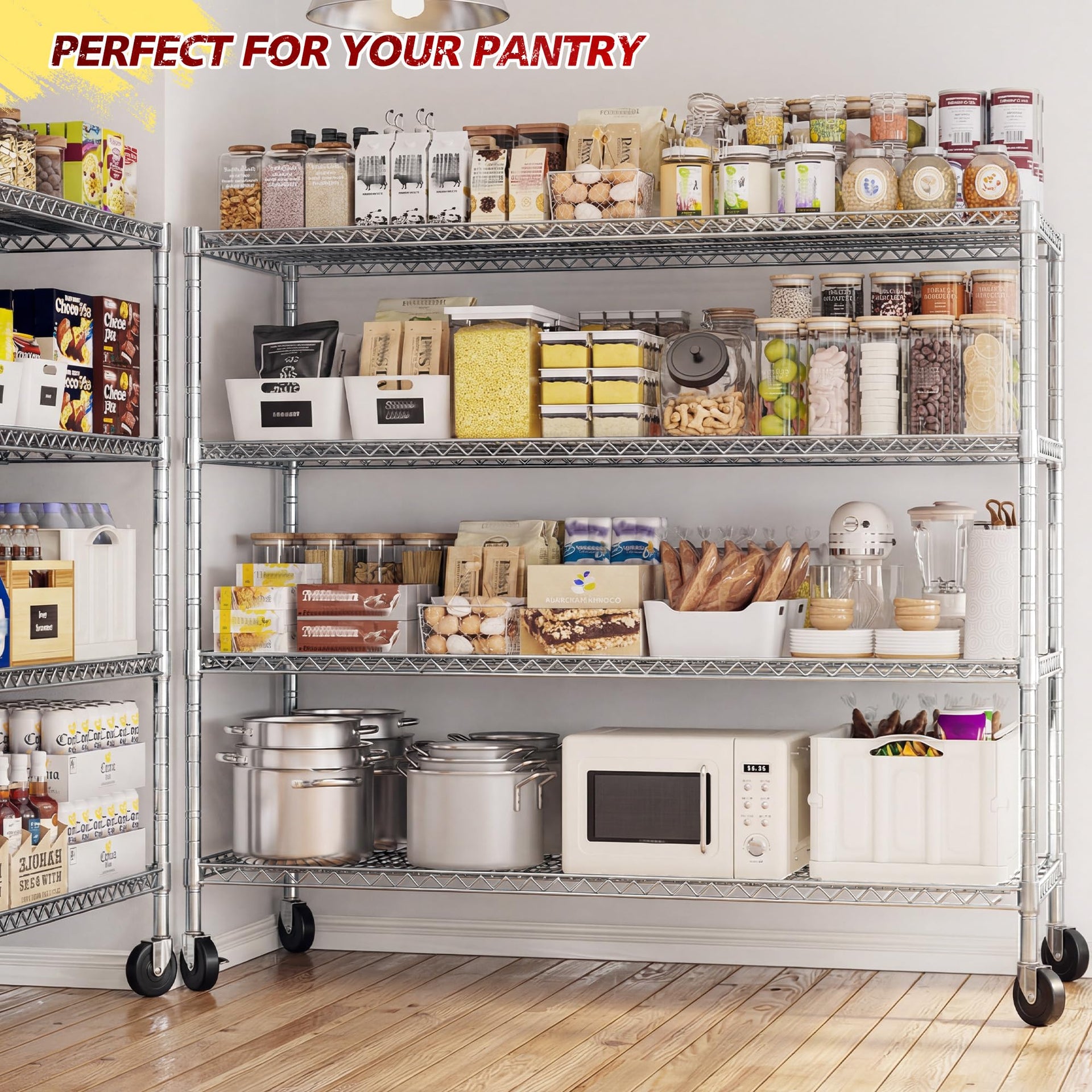 4 Tier Heavy Duty Shelving with Wheels
