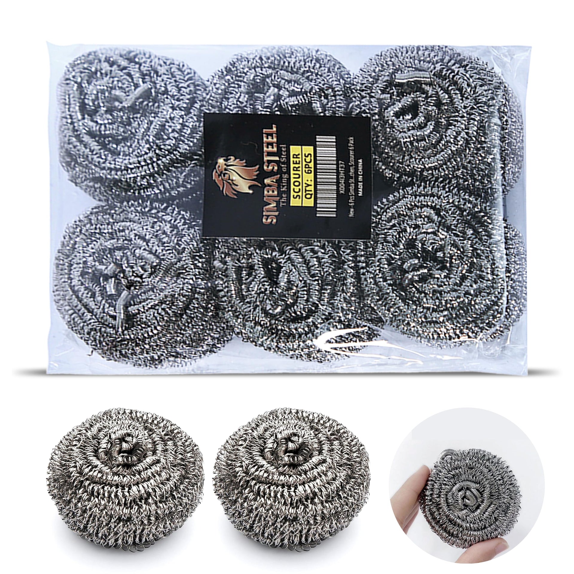Steel Wool Scrubber Scourer Cleaning (6 Count)