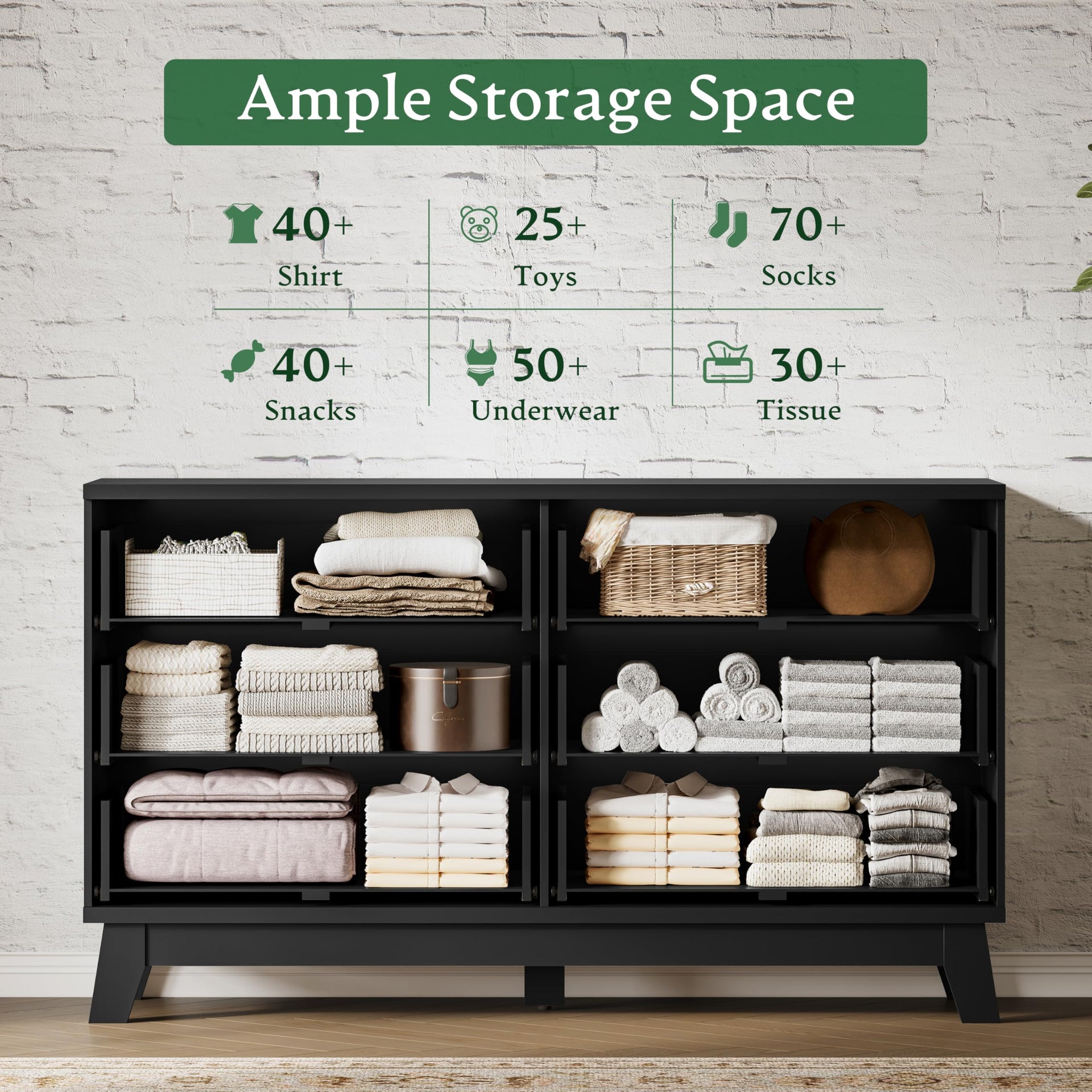 Fluted Dresser with 6 Drawers