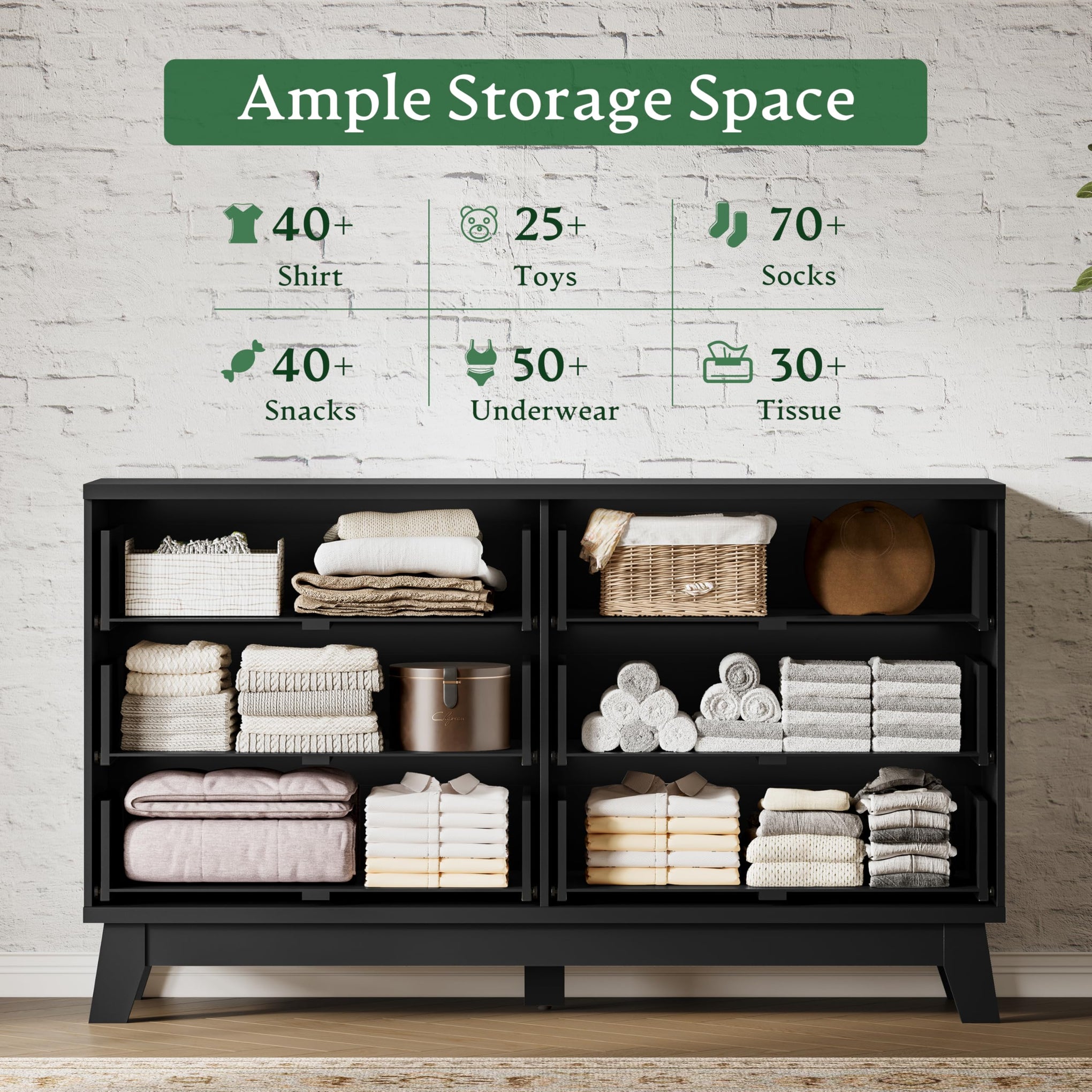 Fluted Dresser with 6 Drawers