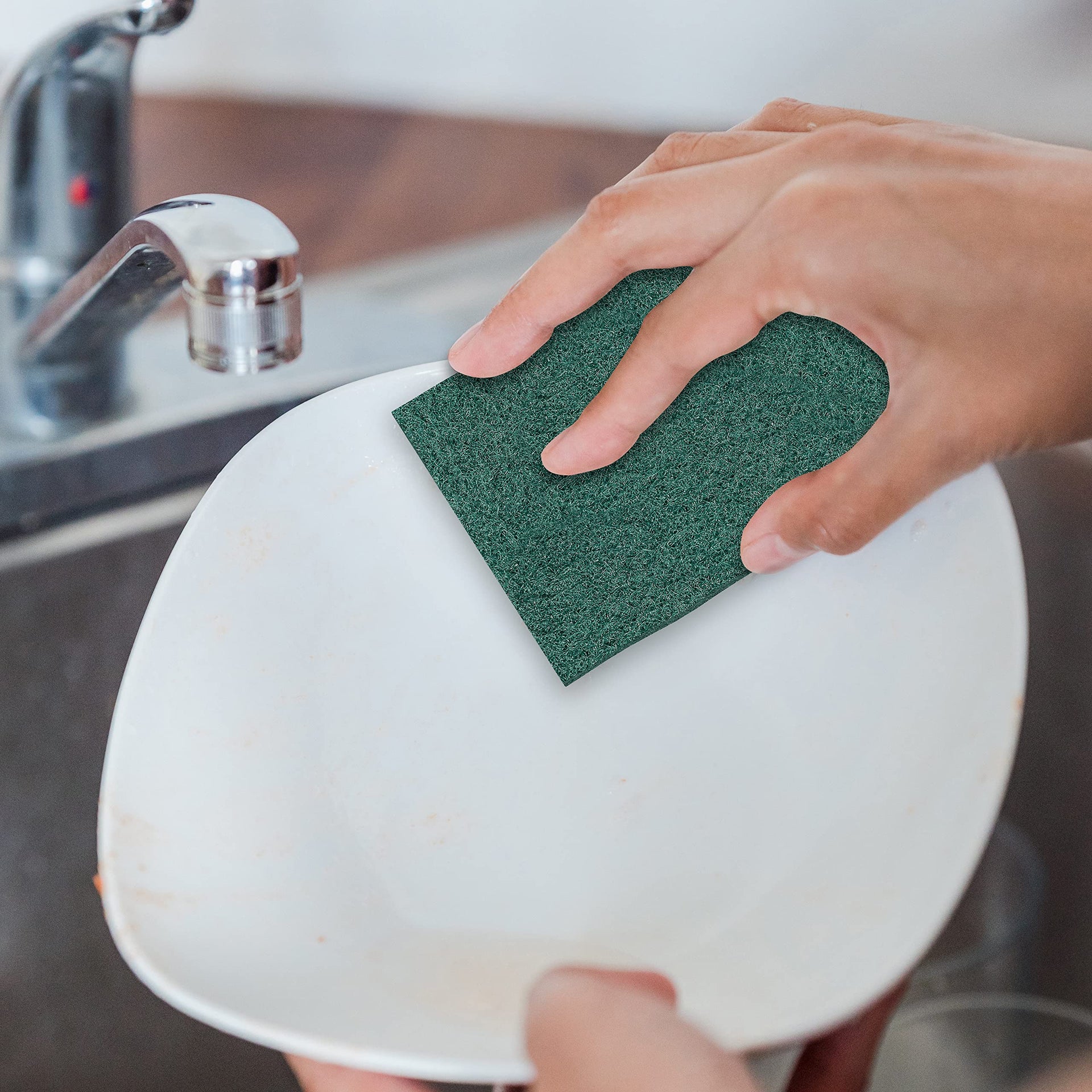100 Pack Heavy Duty Green Scouring Pads 4x6 Inch