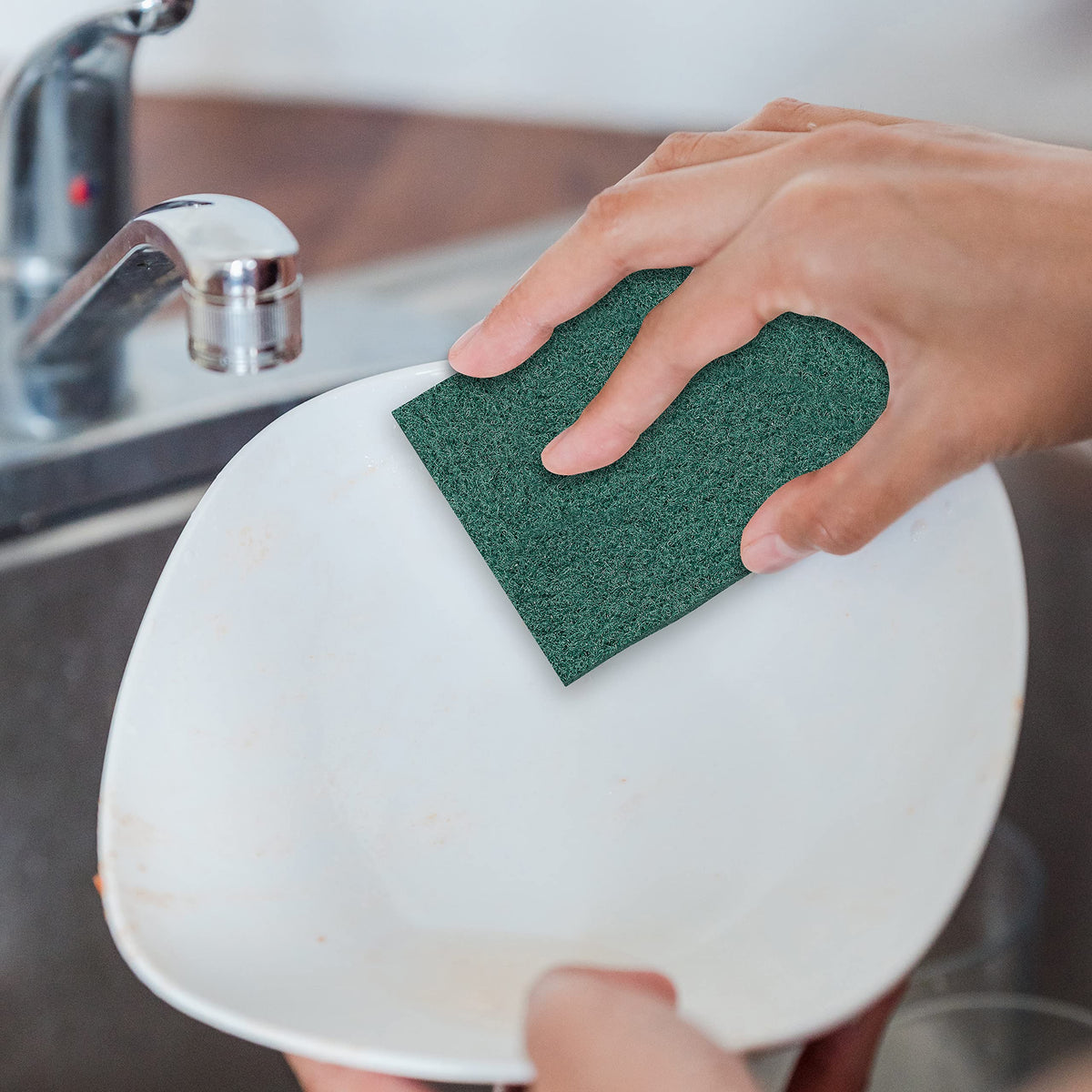 100 Pack Heavy Duty Green Scouring Pads 4x6 Inch
