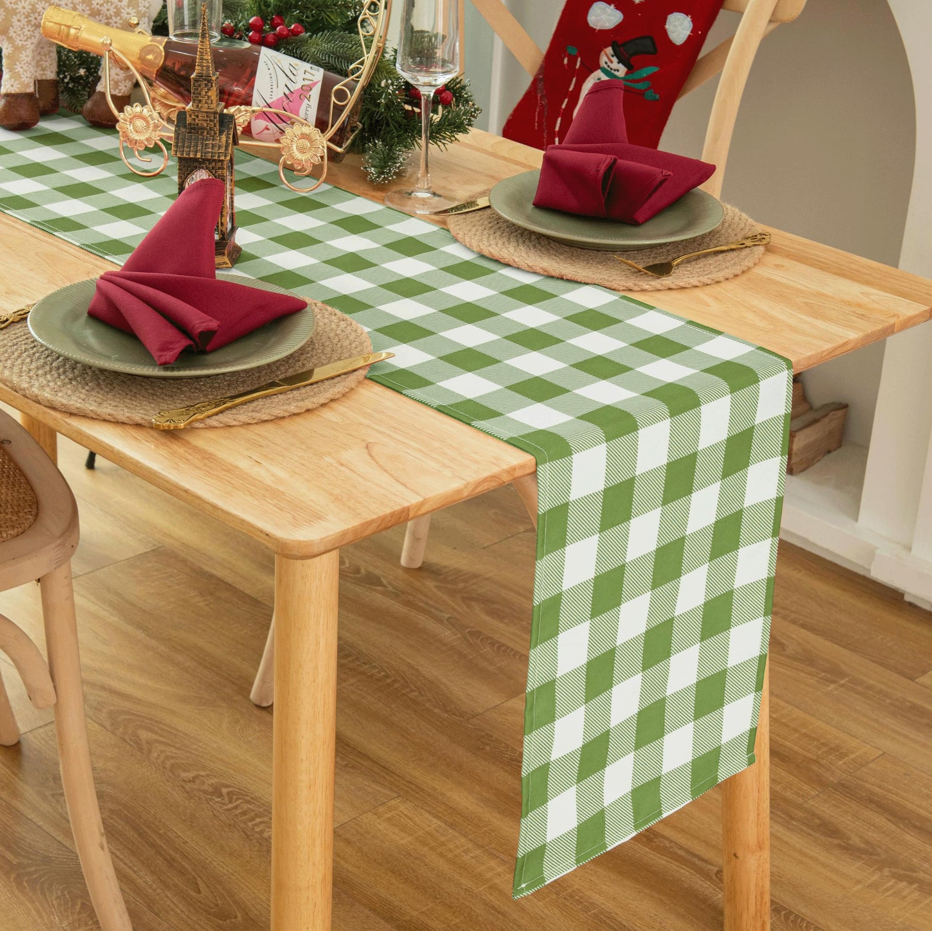 Waterproof Checkered Tablecloth Runner Fabric