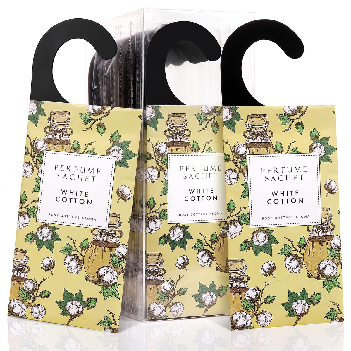 Large 12 Packs White Cotton Hanging Scented Sachets Long (12 Count)
