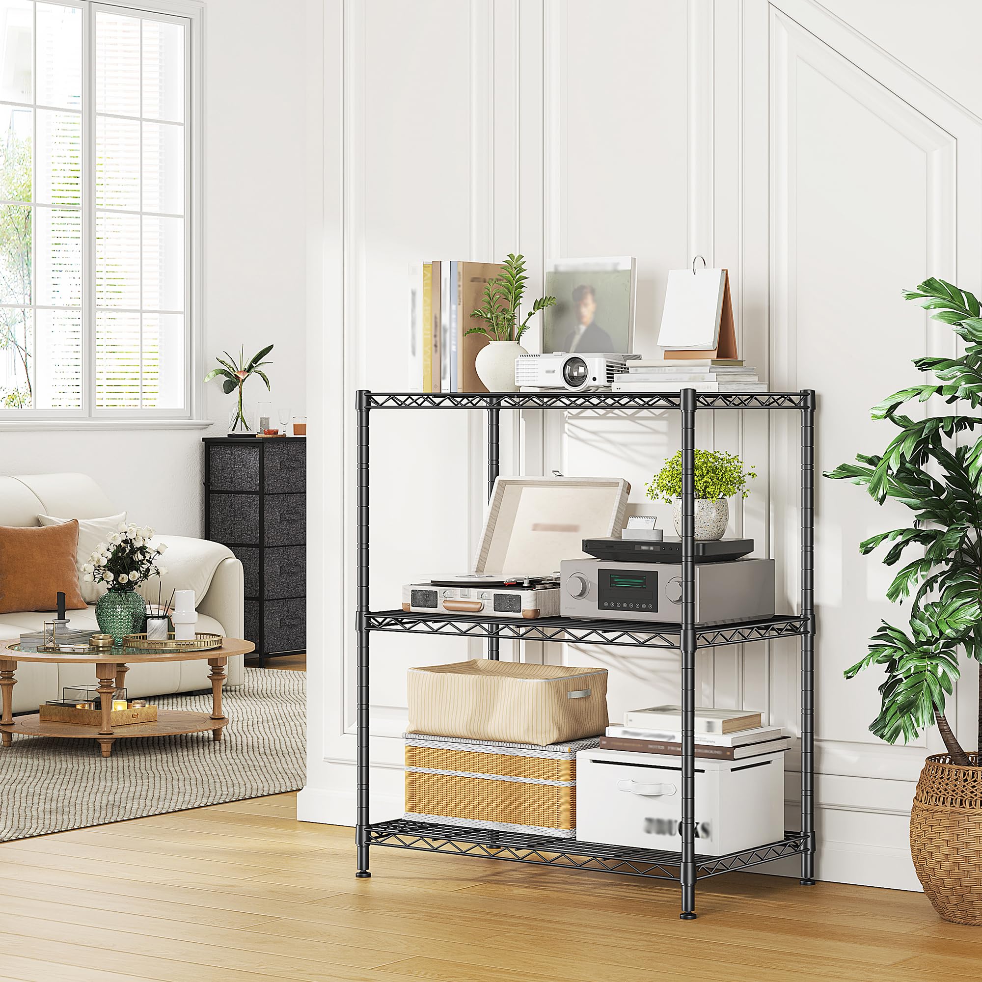 3 Tier 450LBS Adjustable Wire Shelving Unit for Kitchen