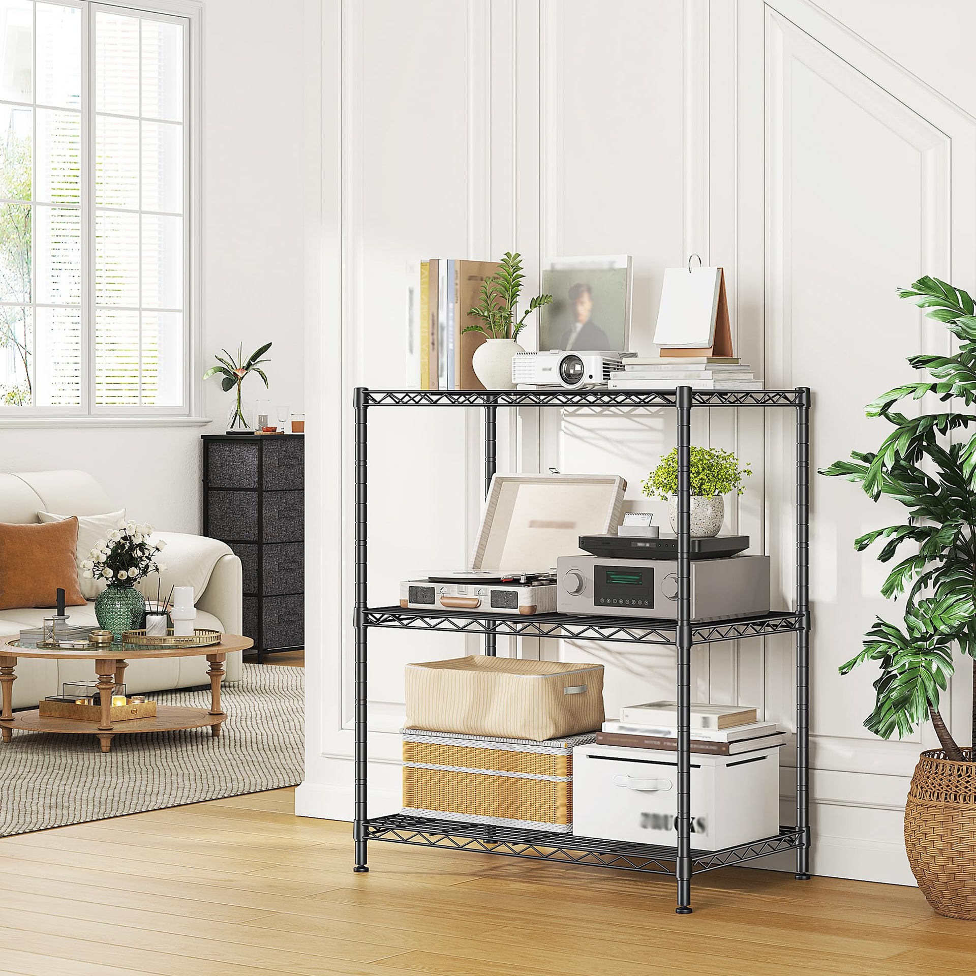 3 Tier 450LBS Adjustable Wire Shelving Unit for Kitchen (2 Count)