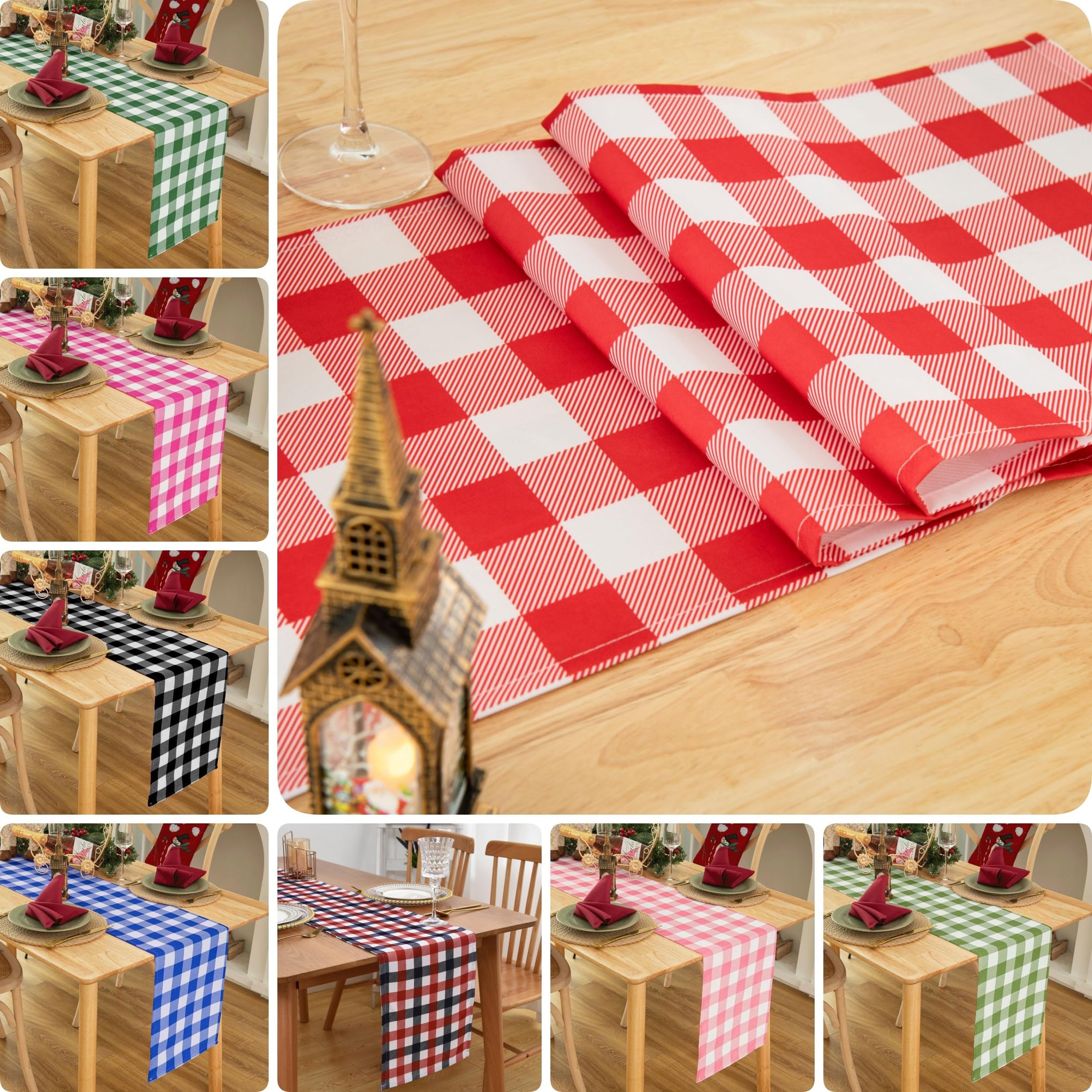 Waterproof Checkered Tablecloth Runner Fabric