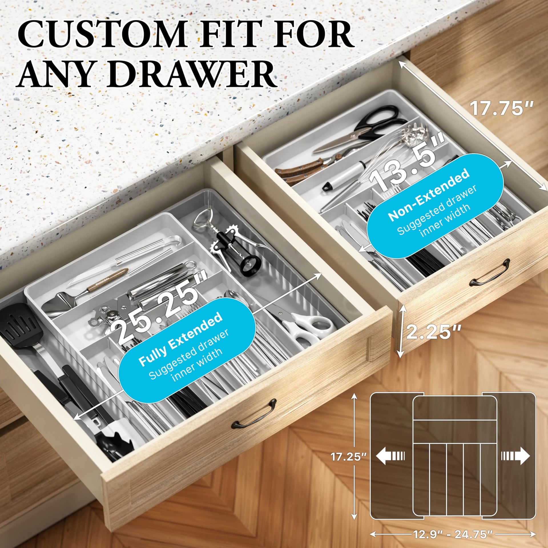 Expandable Kitchen Drawer Flatware Organizer