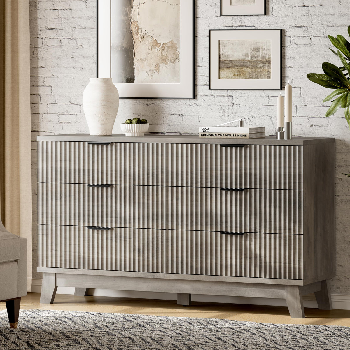 Fluted Dresser with 6 Drawers