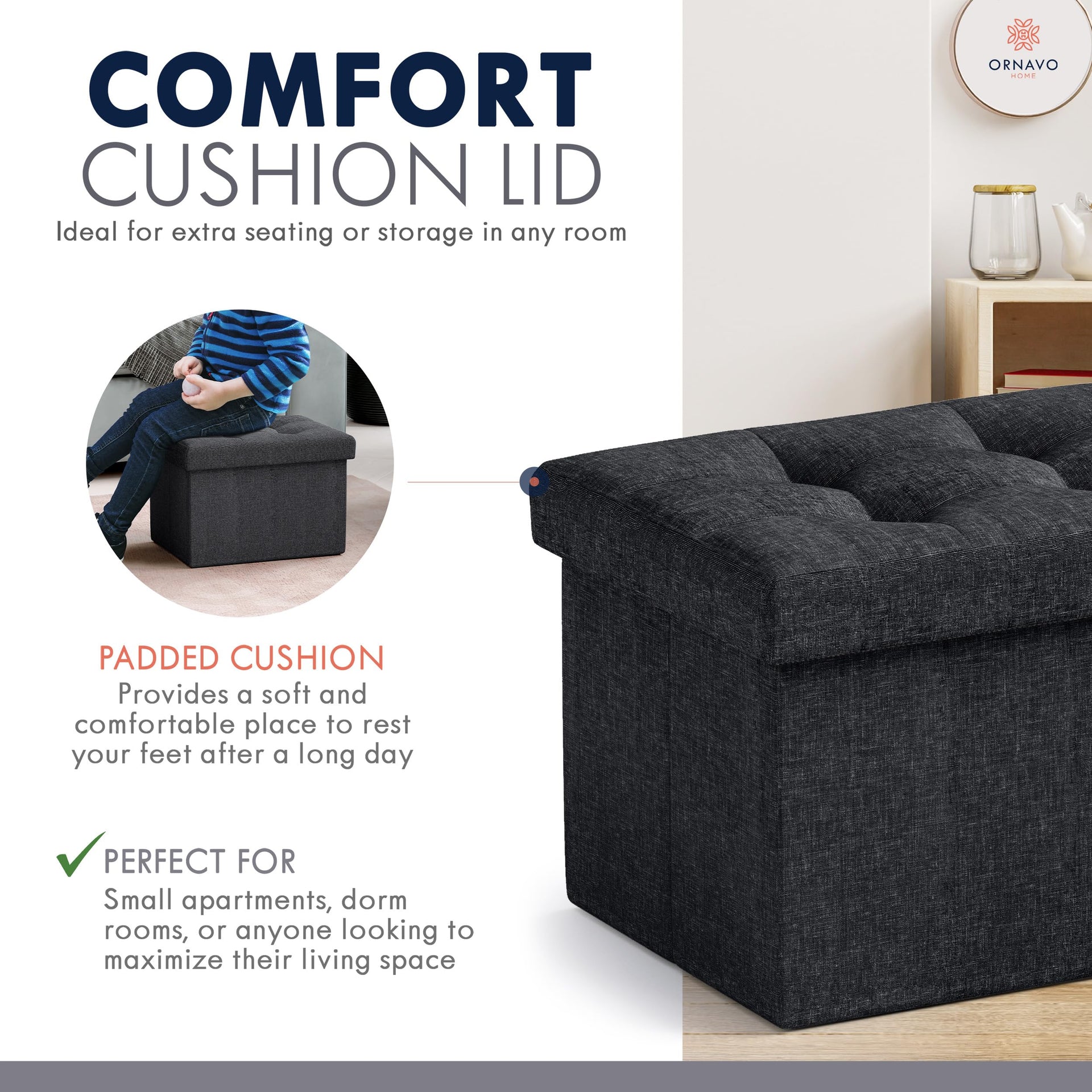 Small Rectangle Storage Ottoman