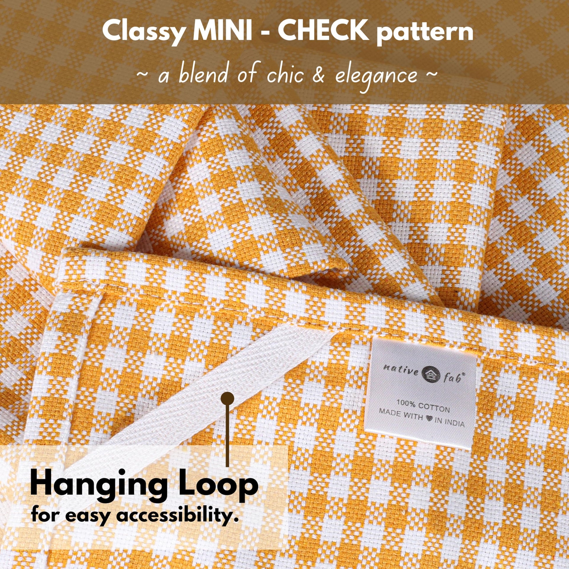 12 Pack Mini Check Yellow Kitchen Towels 16"x26"