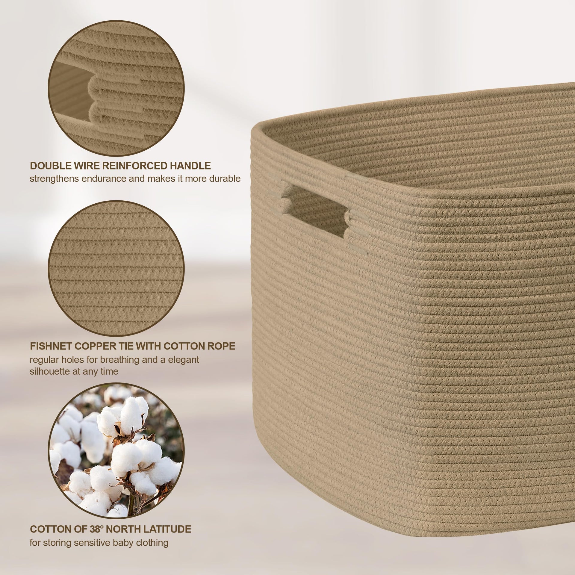 72L Large Woven Laundry Basket Hamper with Handles - ModHome Supplies
