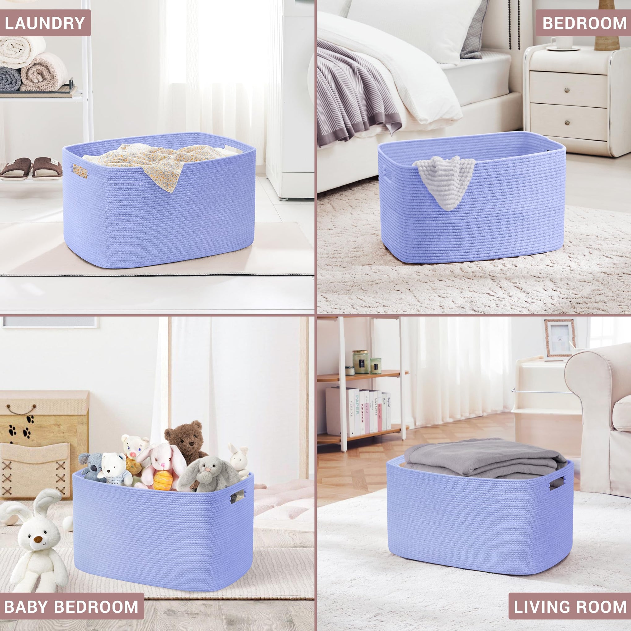 60L Woven Laundry Basket Hamper with Handles