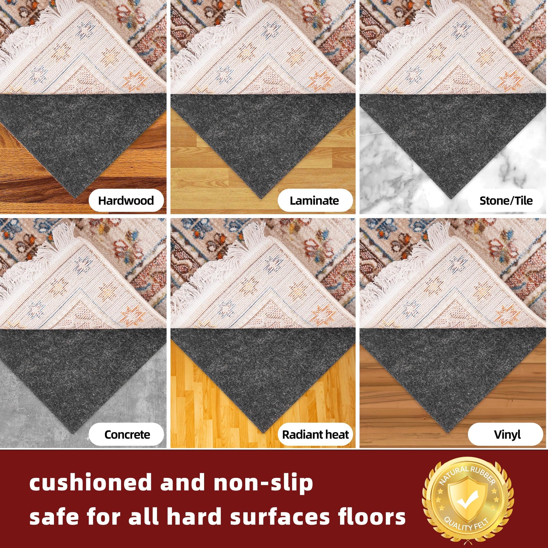 BAGAIL Felt and Natural Rubber Backing Rug Pads 3 (8 Sq Ft)