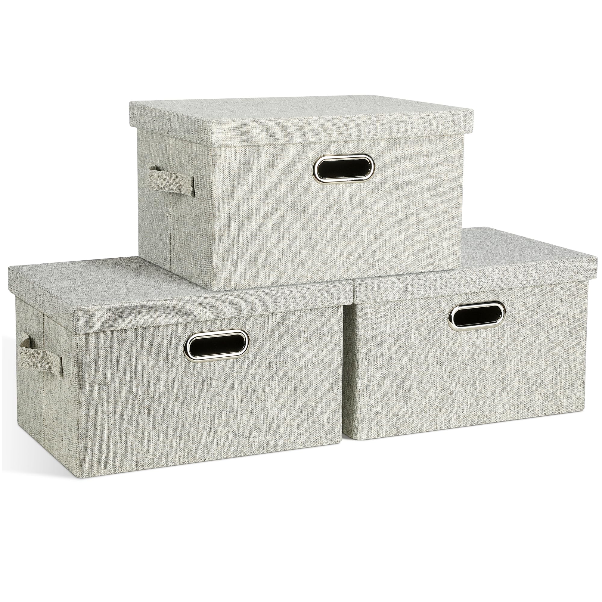 Medium 15" 21 Quart Collapsible Stackable Storage Bins with Lids (3 Count)