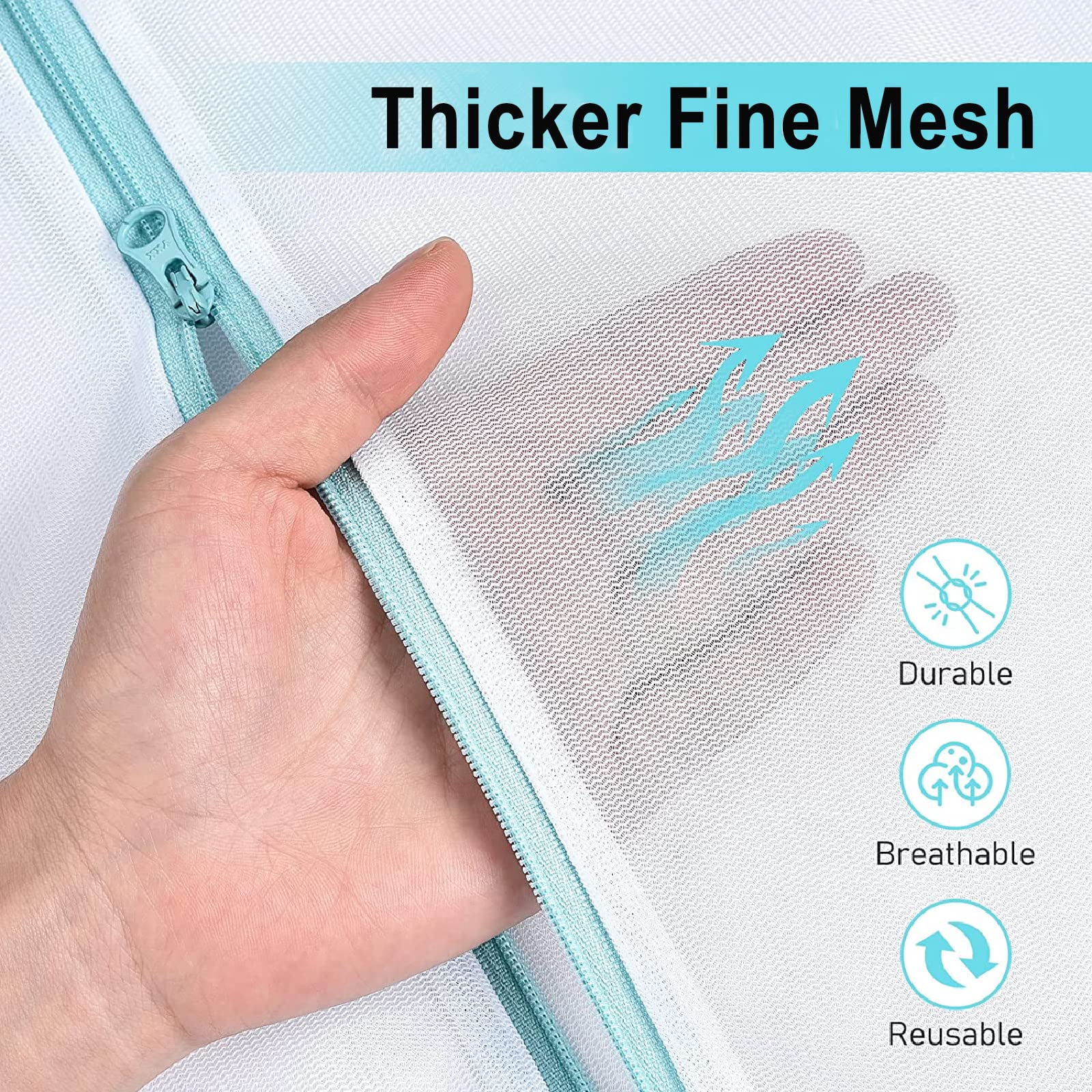 Mesh Washing Bags for Laundry 16x20 Inch Medium Mesh Bag Laundry Washer Delicates Lingerie Wash Machine Net Zipper Bag Heavy Duty Home Dorm Hotel Don't Drying (2 Count)