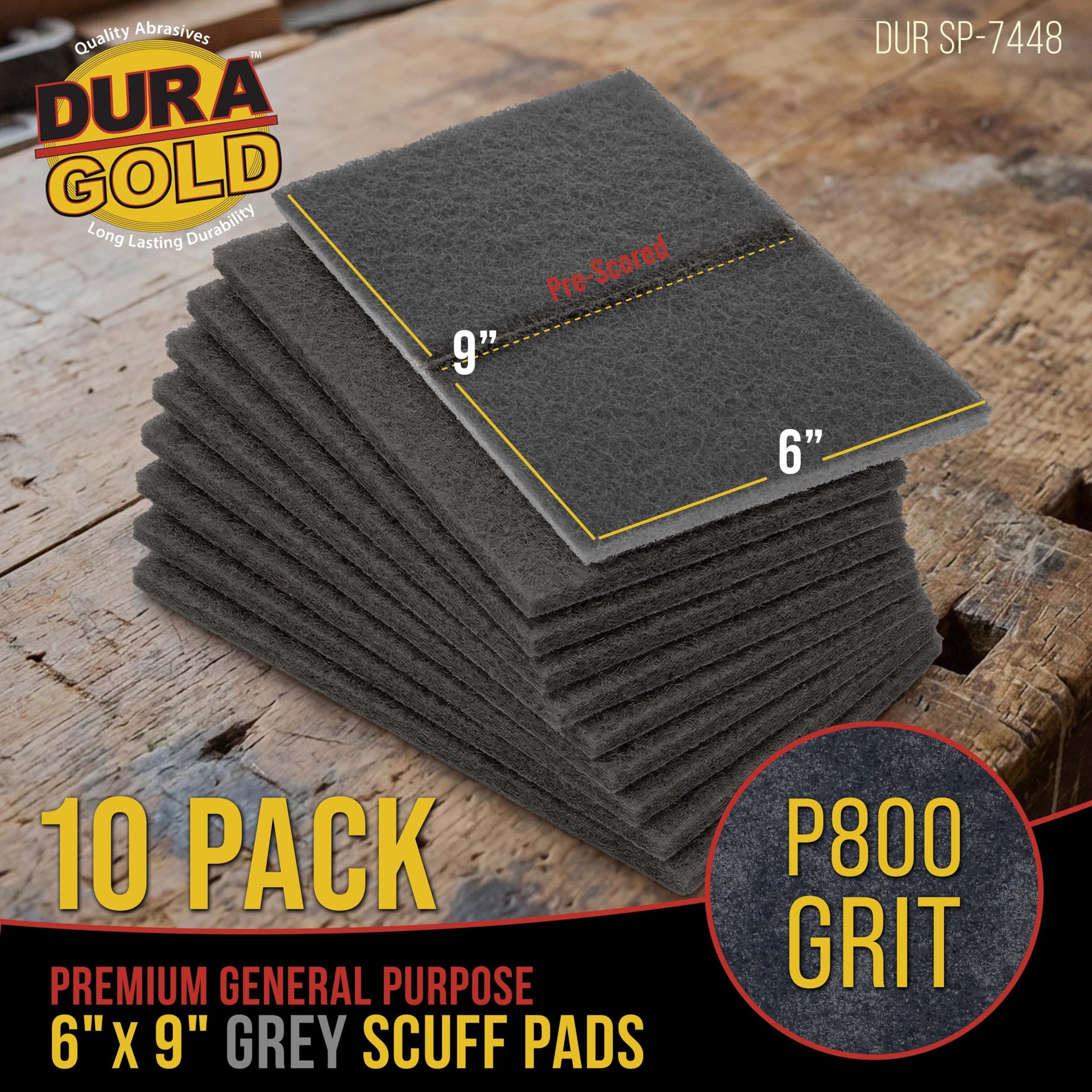 Premium 6" x 9" Gray Ultra Fine General Purpose Scuff Pads (10 Count)