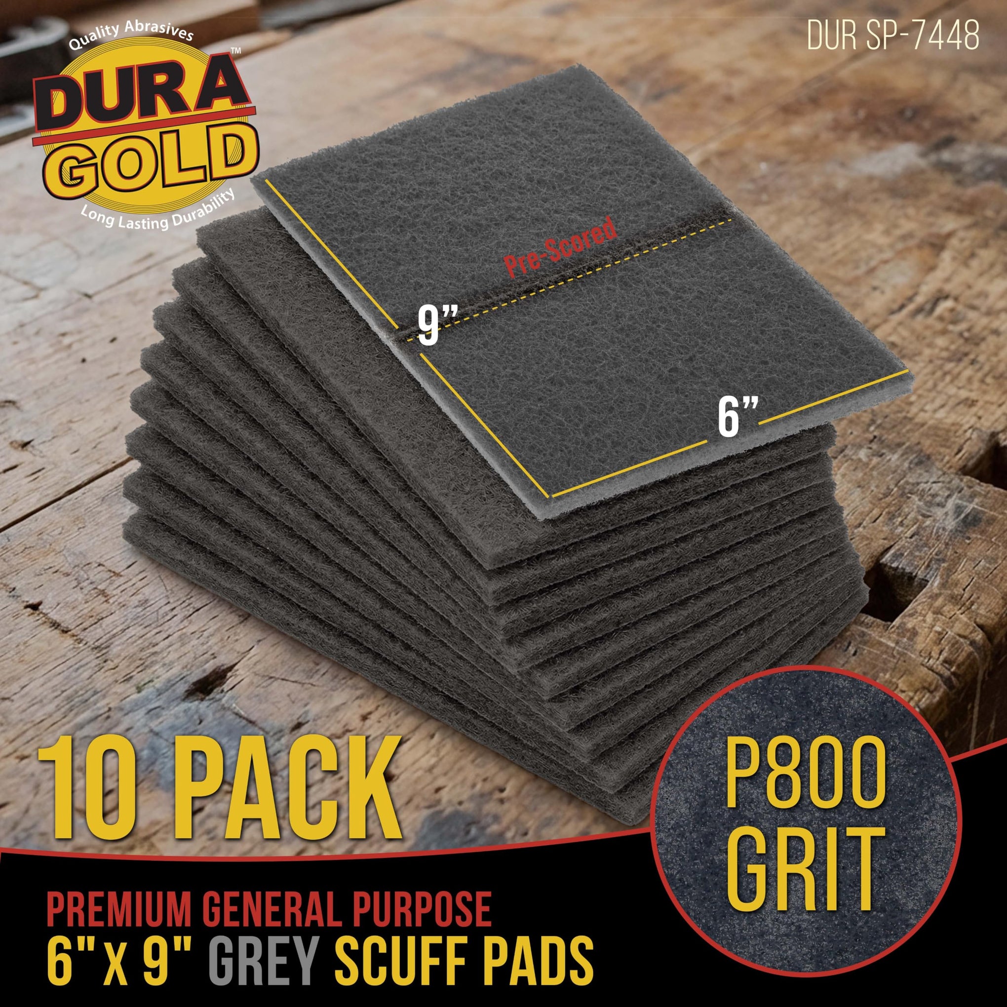 Premium 6" x 9" Gray Ultra Fine General Purpose Scuff Pads (10 Count)
