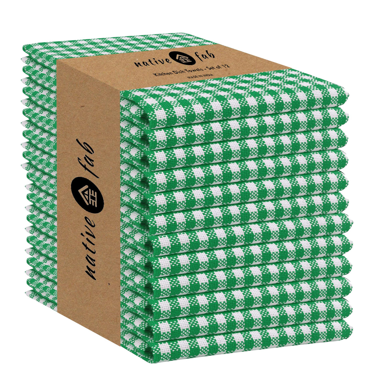 Set of 12 Gingham Mini Check Kitchen Towels 16"x26" (12 Count)