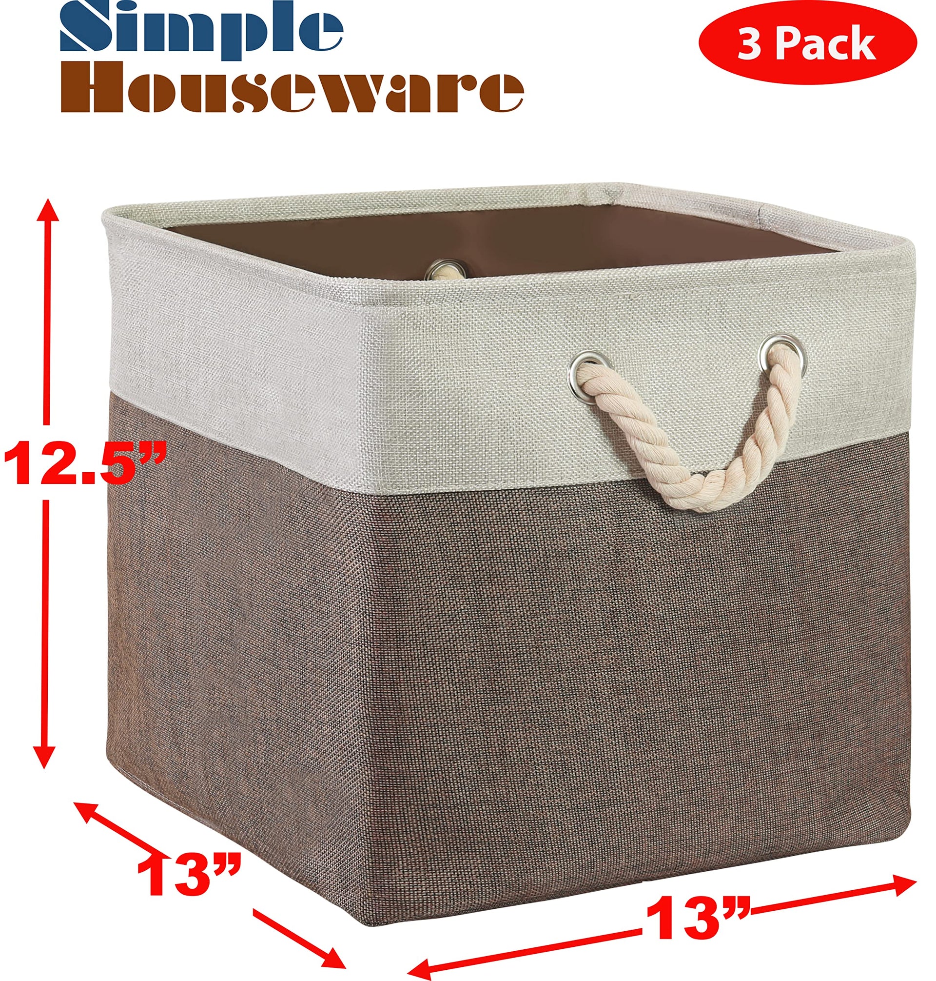 13" x 13" Large Fabric Storage Cubes (3 Count)