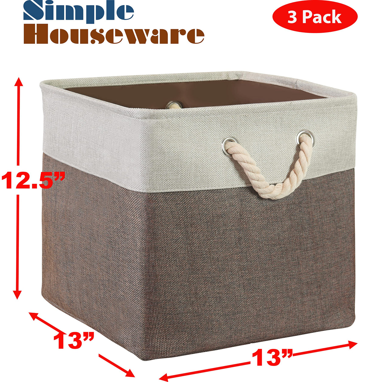 13" x 13" Large Fabric Storage Cubes (3 Count)