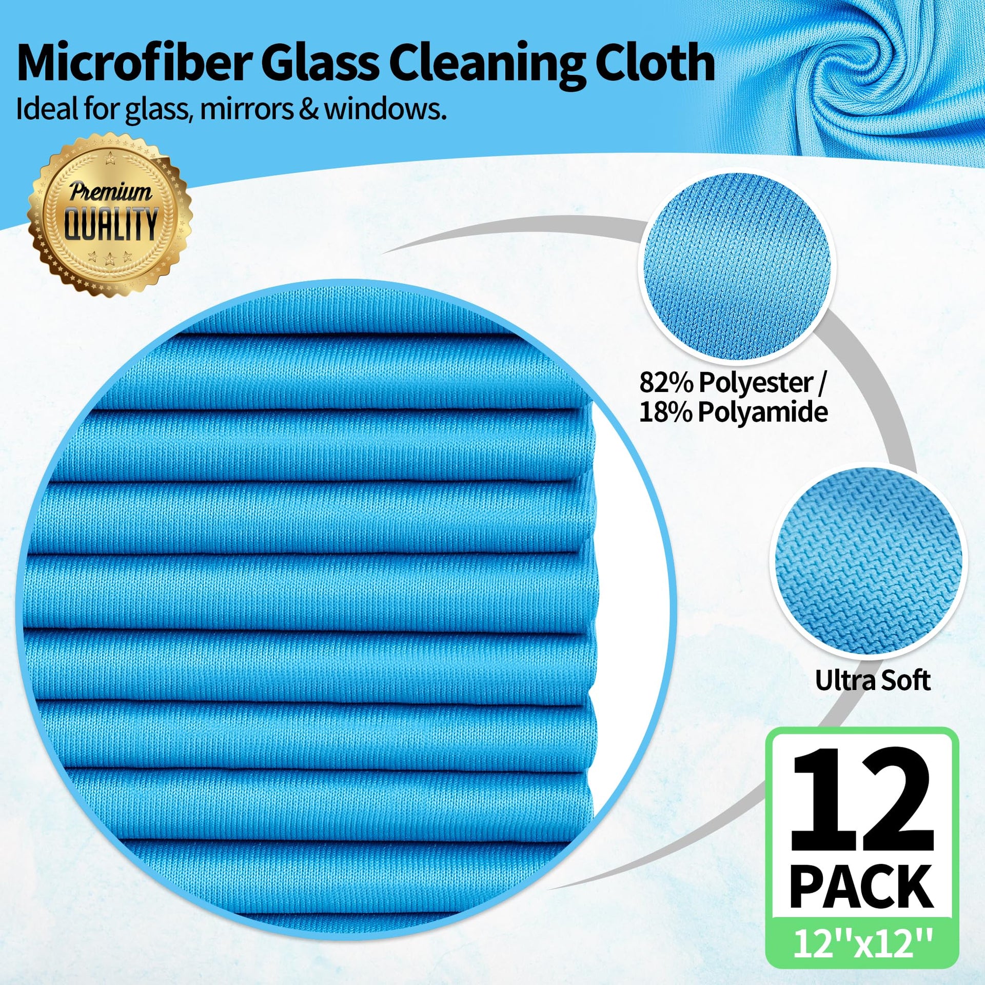 Microfiber Glass Cleaning Cloth (12 Count)