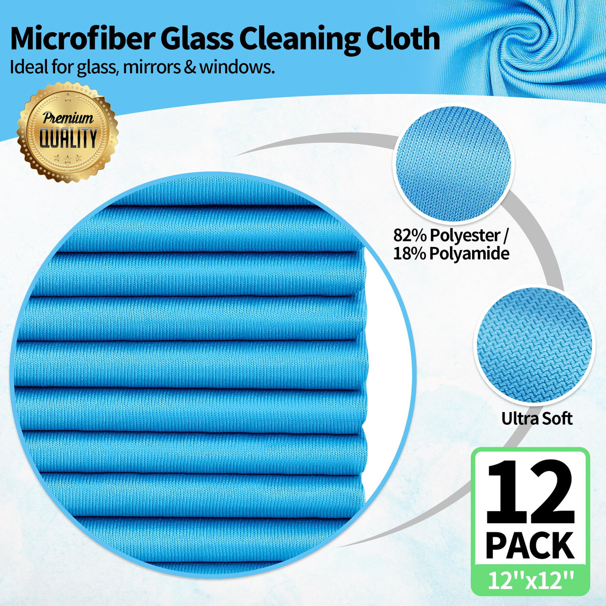 Microfiber Glass Cleaning Cloth (12 Count)