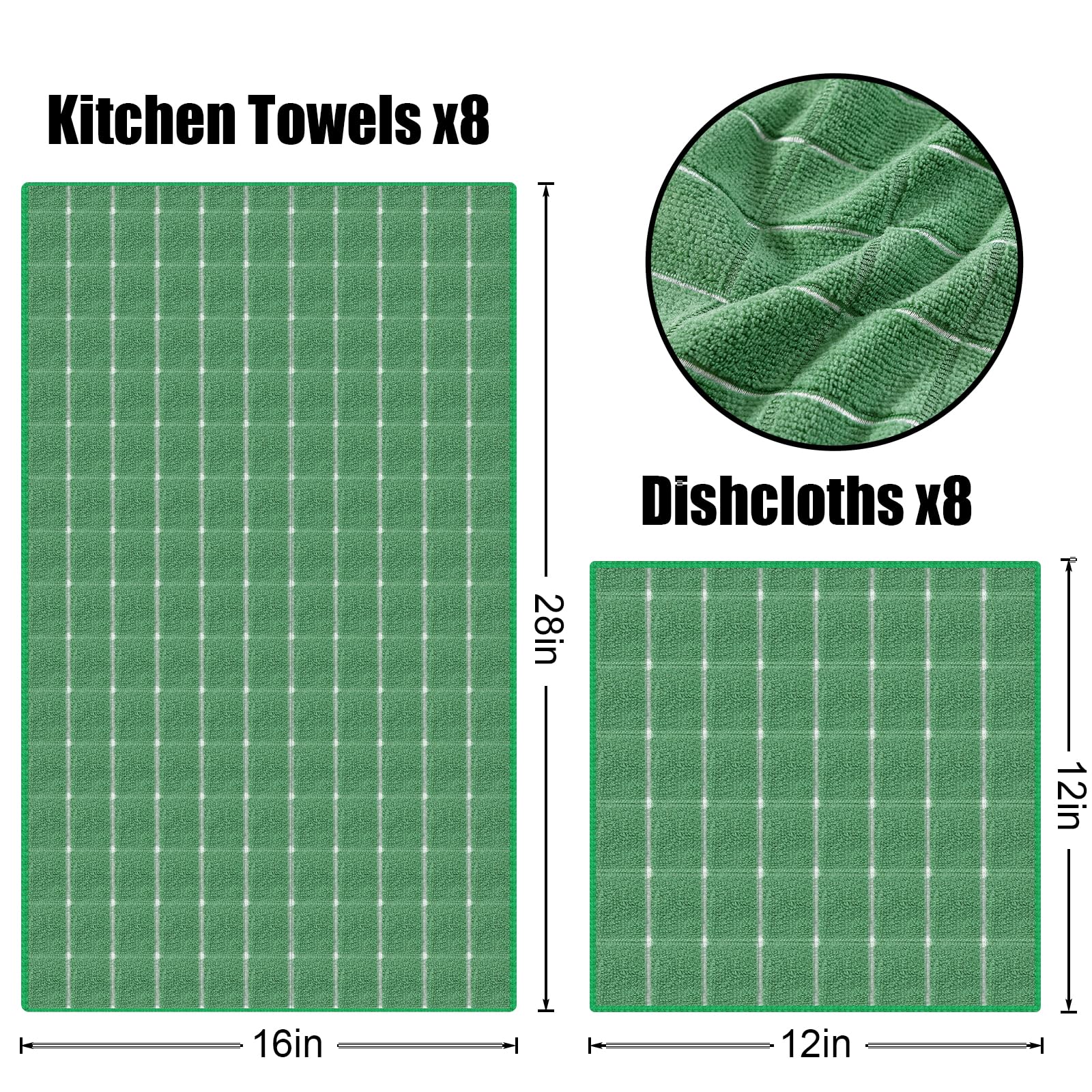 Microfiber Kitchen Towels and Dishcloths Sets (20 Count)