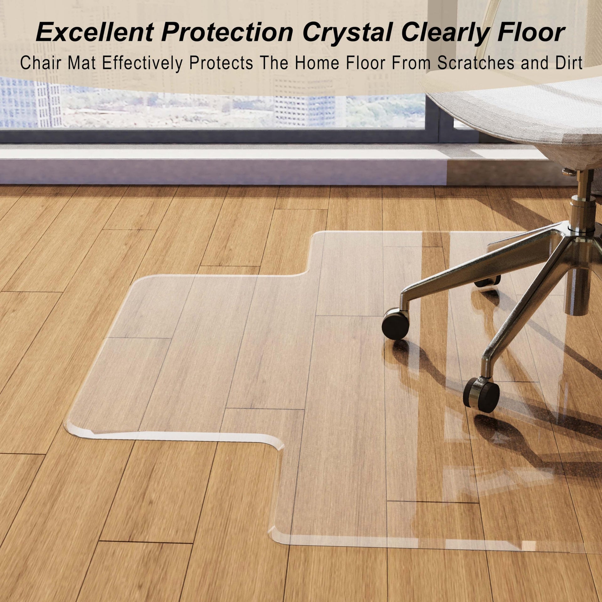 Beveled Edge Office Chair Mat for Carpet or Hardwood Floor