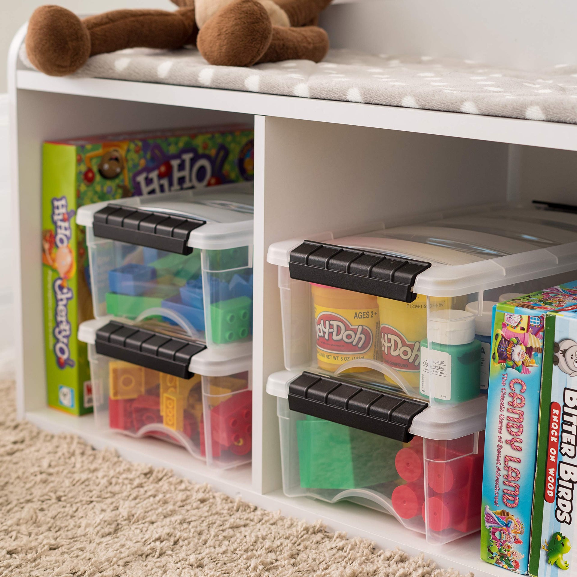 3 Pack 6 Quart Storage Bins with Lids (3 Count)