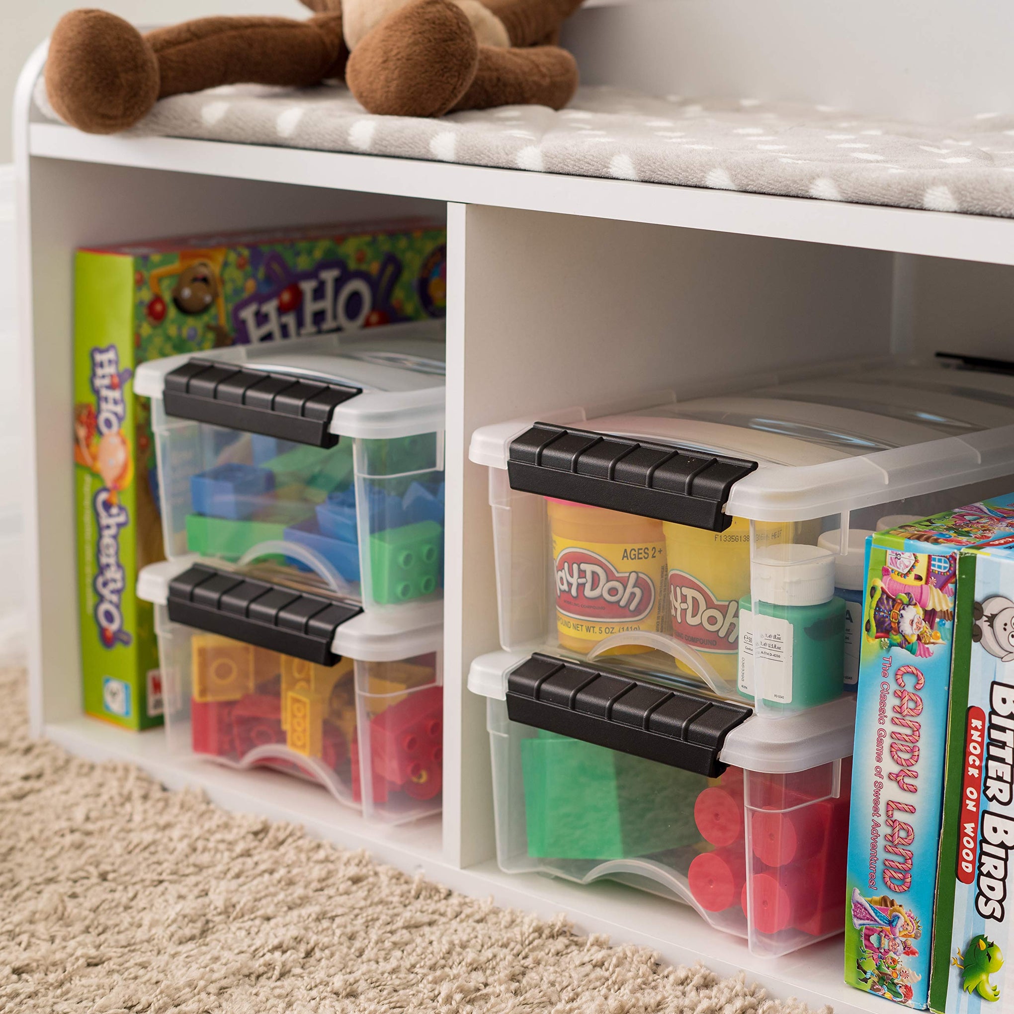 3 Pack 6 Quart Storage Bins with Lids (3 Count)