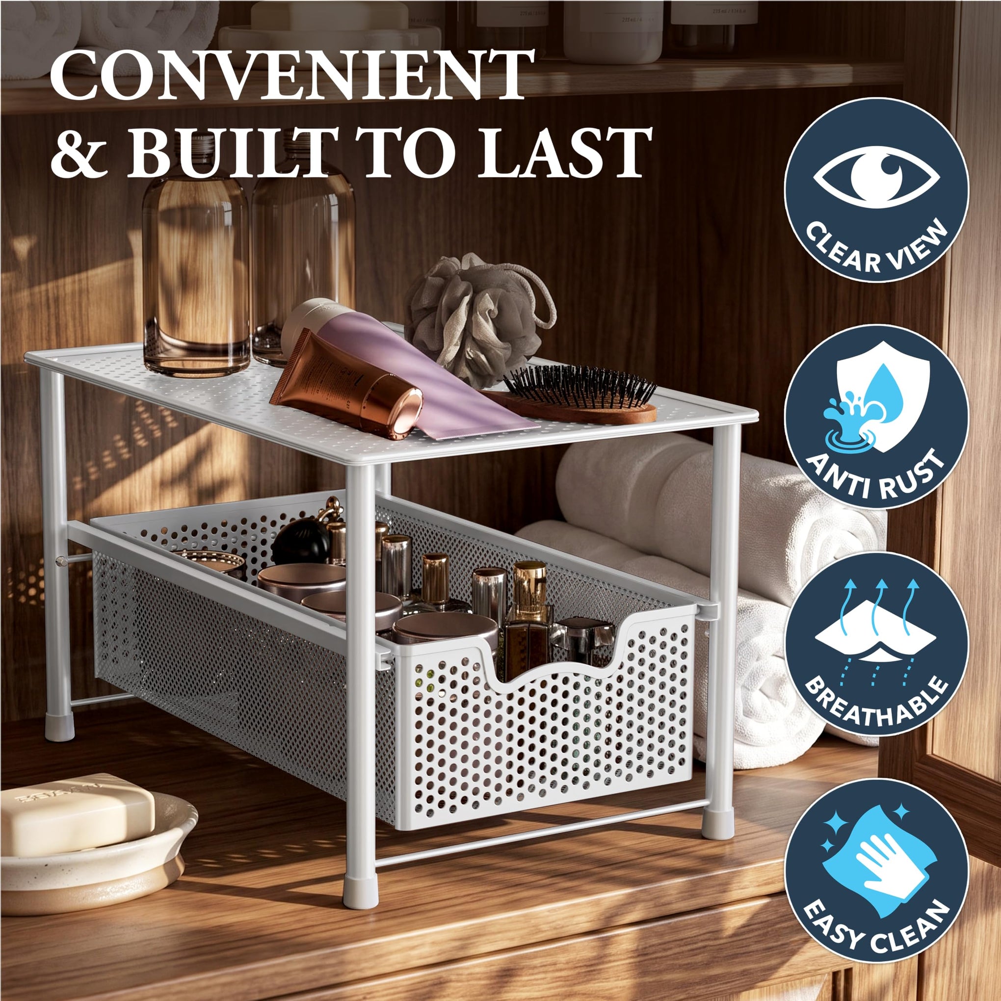 Stackable Under Sink Sliding Basket Drawer