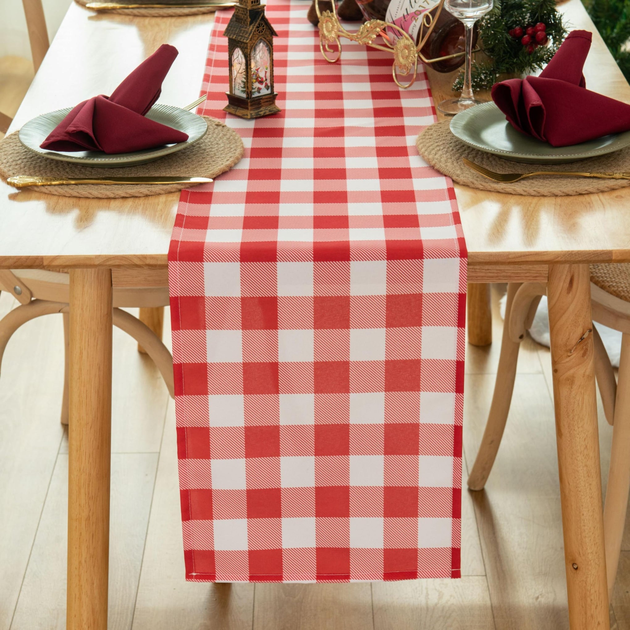 Waterproof Checkered Tablecloth Runner Fabric