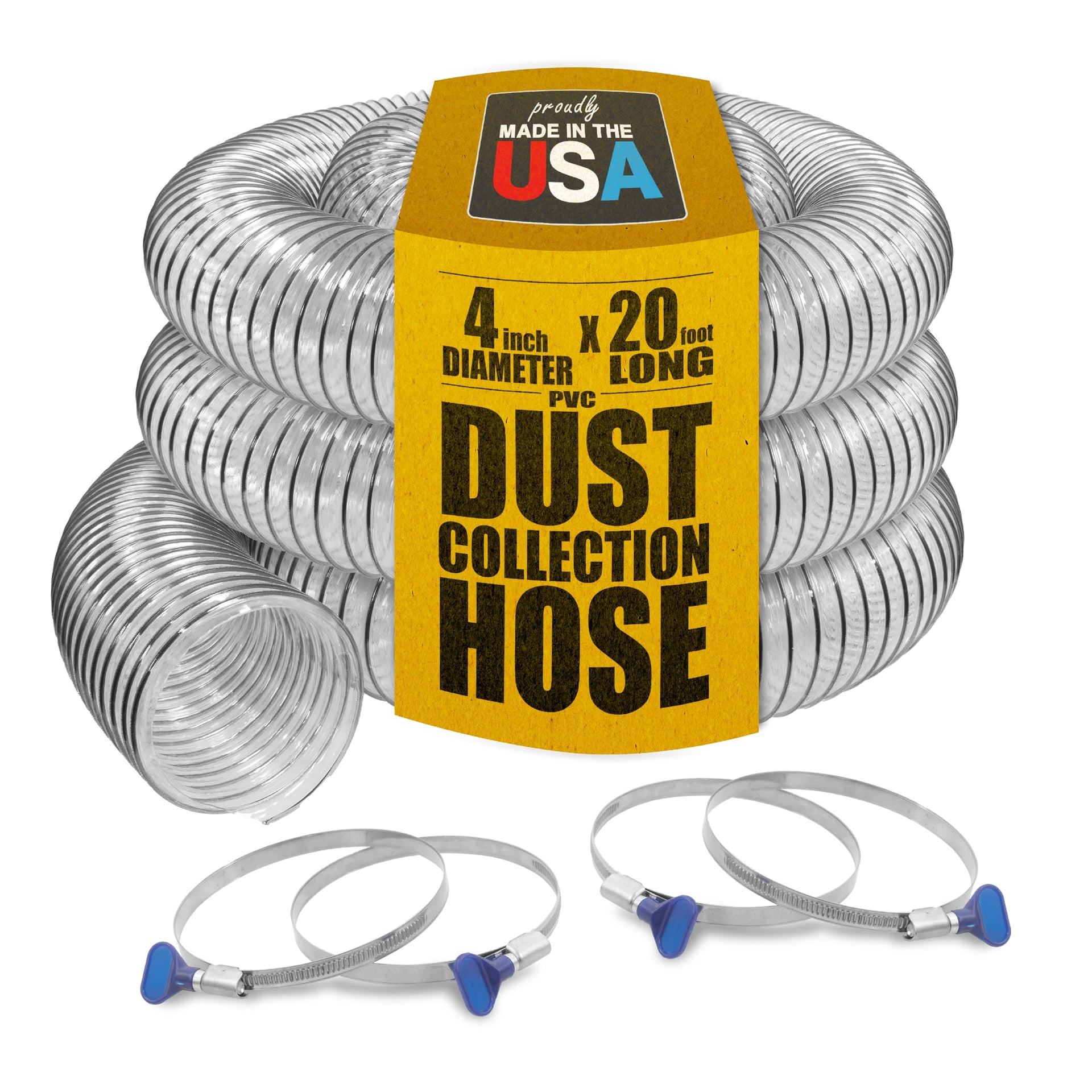 4 x 20' PVC Dust Collection Hose w (5 Count)